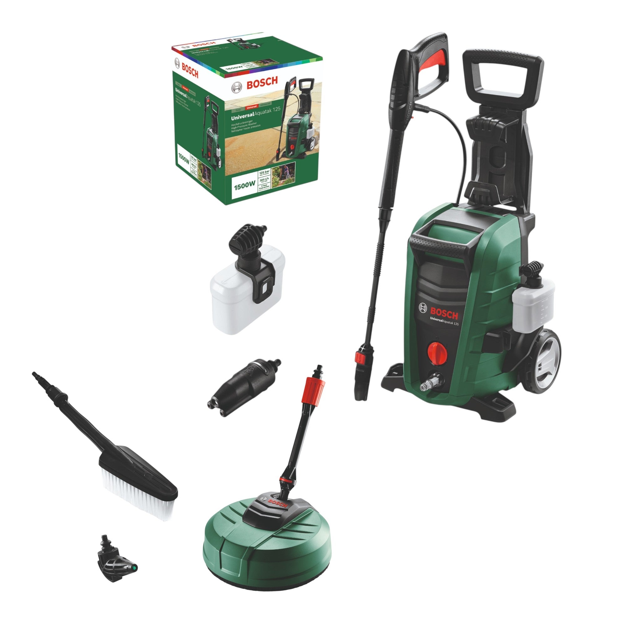 Bosch UniversalAquatak 125 Hochdruckreiniger 1500 W 125 bar 6 l min 061599262D Reinigung Set 0 - toolbrothers