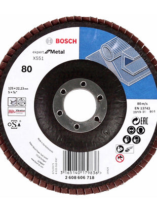 Bosch Fächerschleifscheiben X551 Expert for Metal 125mm, K80, 10 Stück ( 10x 2608606718 ) - Toolbrothers