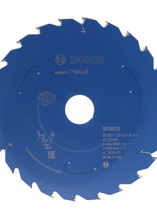 Bosch Kreissägeblatt Expert for Wood 190 x 1,0 x 30 mm 24 Zähne für Holz ( 2608644513 ) - Toolbrothers