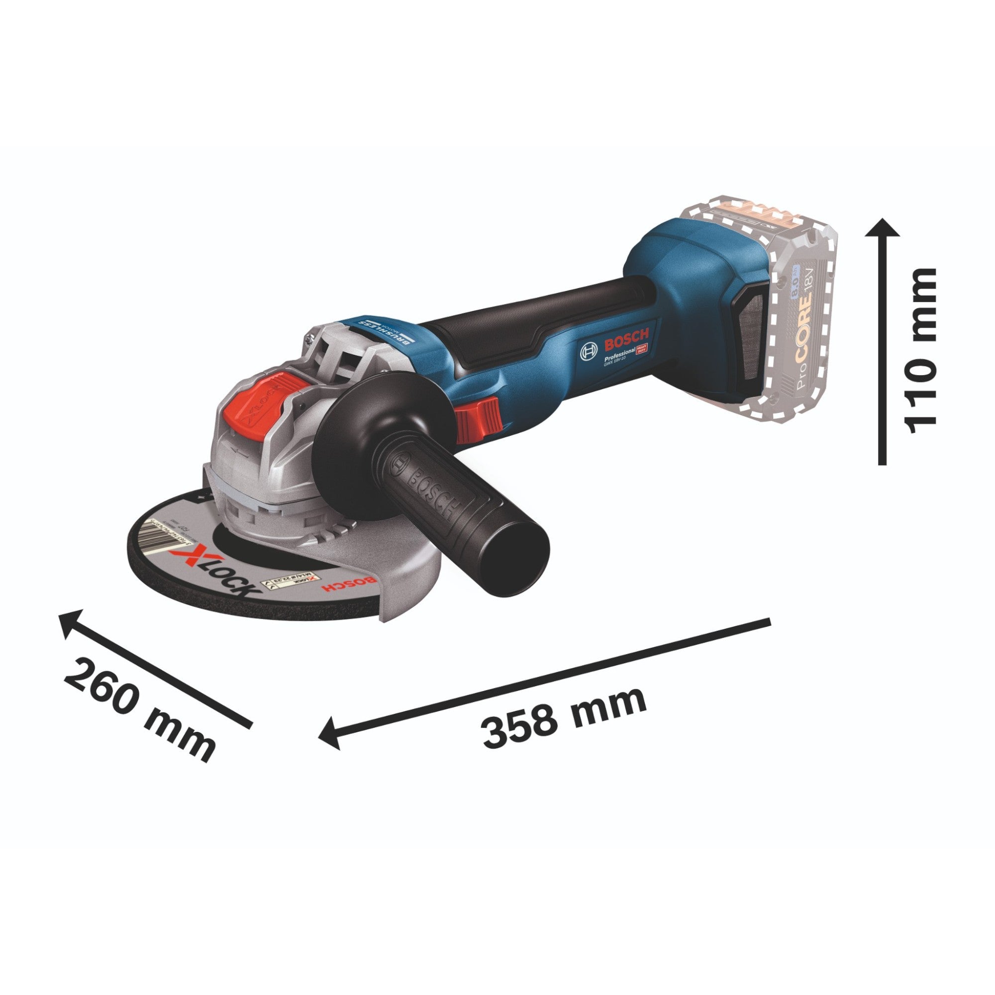Bosch GWX 18V 10 Akku Winkelschleifer 18 V 125 mm Brushless 2x ProCORE Akku 5 5 Ah Ladegeraet 4 - toolbrothers