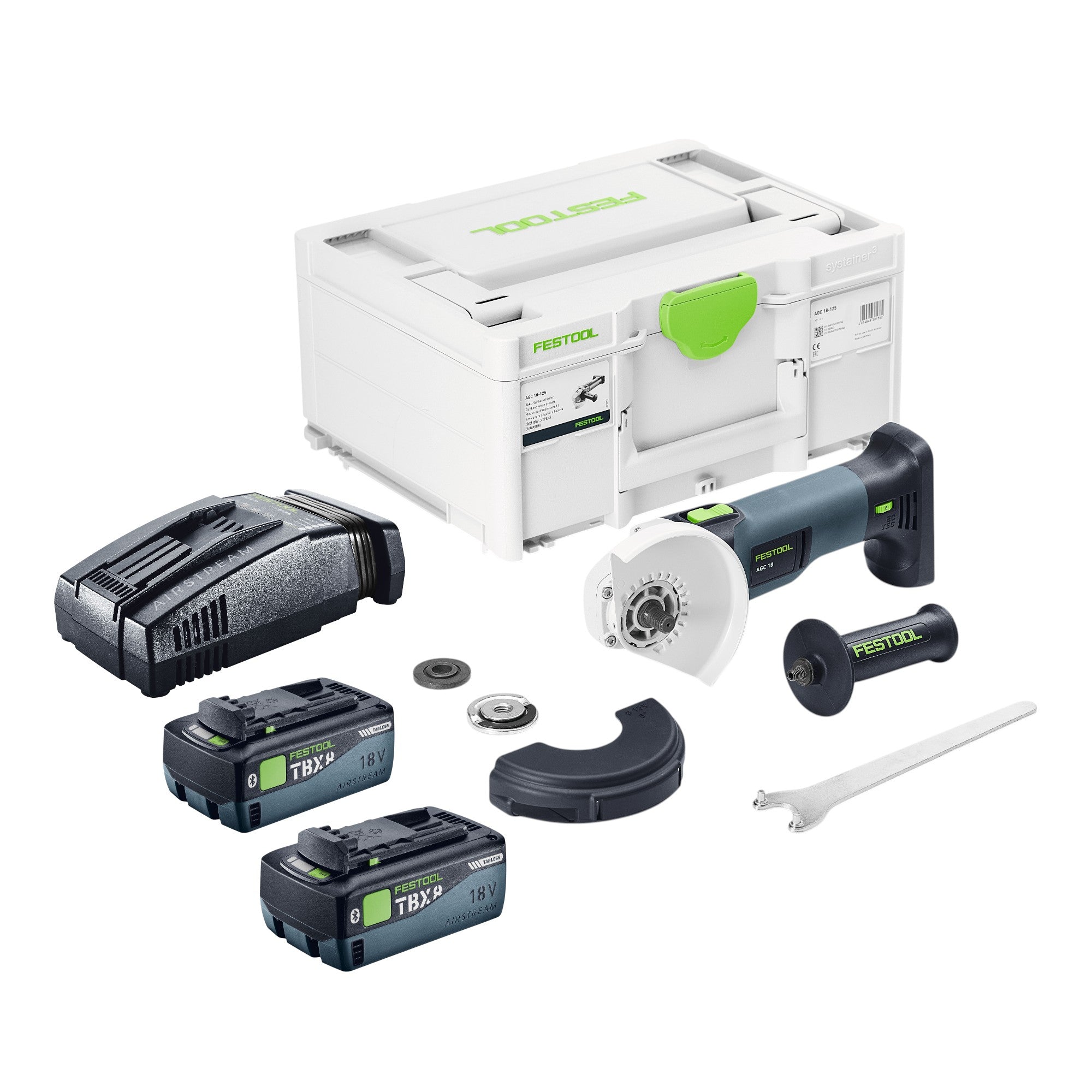 Festool AGC 18 125 EB Basic Akku Winkelschleifer 18 V 125 mm Brushless 2x Akku 8 0 Ah Schnellladegeraet Systainer 0 - toolbrothers
