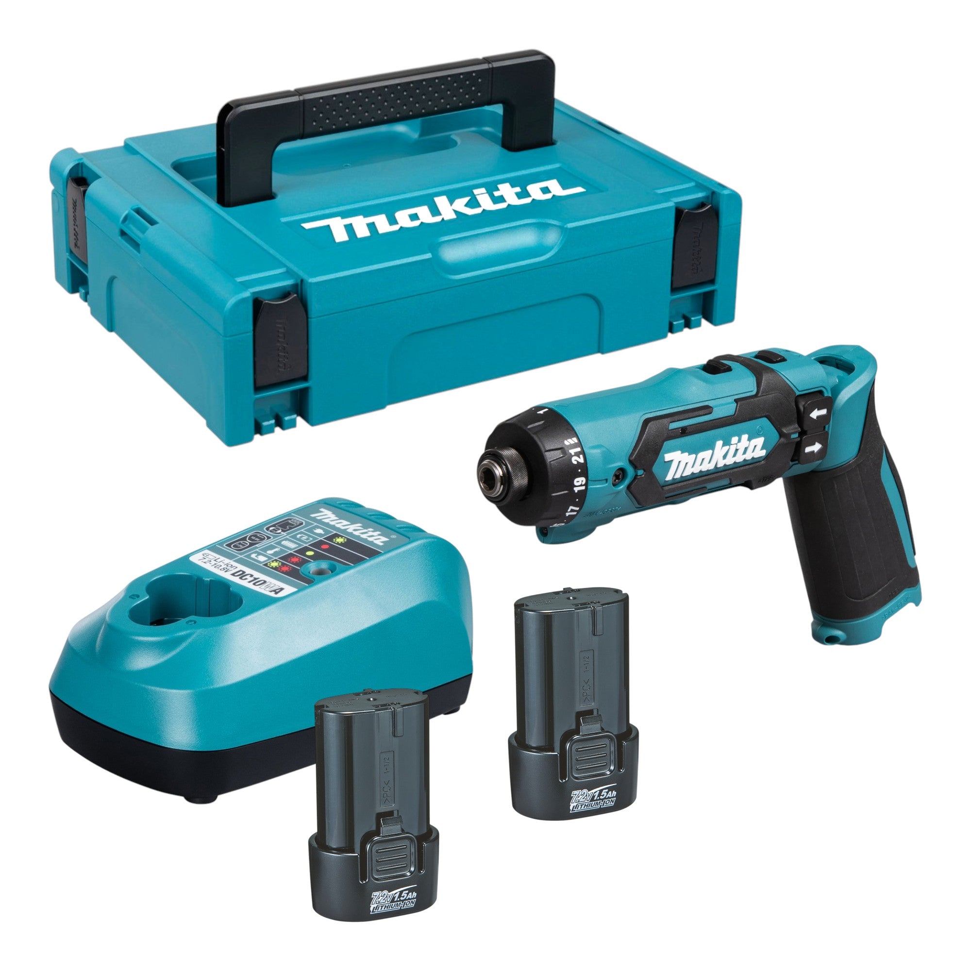 Makita DF 012 DSJ Akku Knickschrauber 7 2 V 5 6 Nm 2x Akku 1 5 Ah Ladegeraet Makpac 0 - toolbrothers