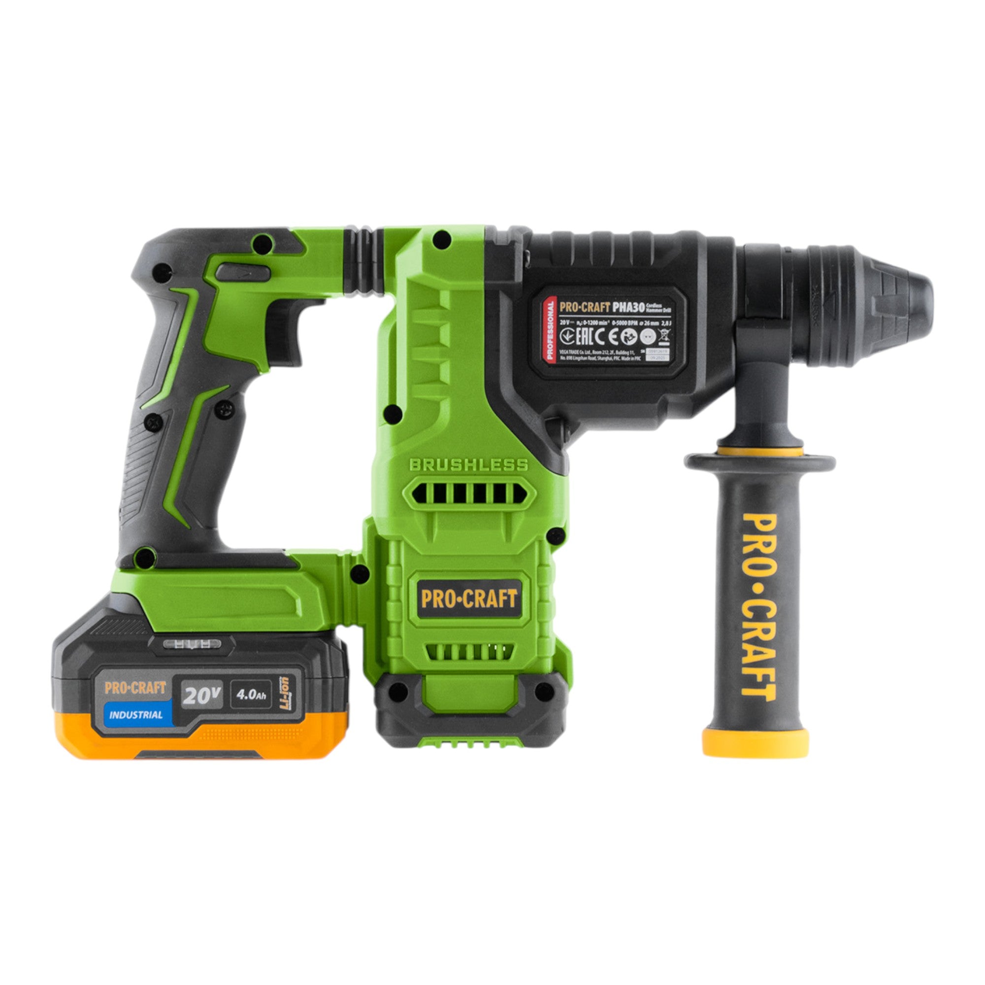 Procraft PHA30 1B Akku Bohrhammer 20 V 2 8 J SDS plus Brushless 1x Akku 4 0 Ah Ladegeraet 3 - toolbrothers