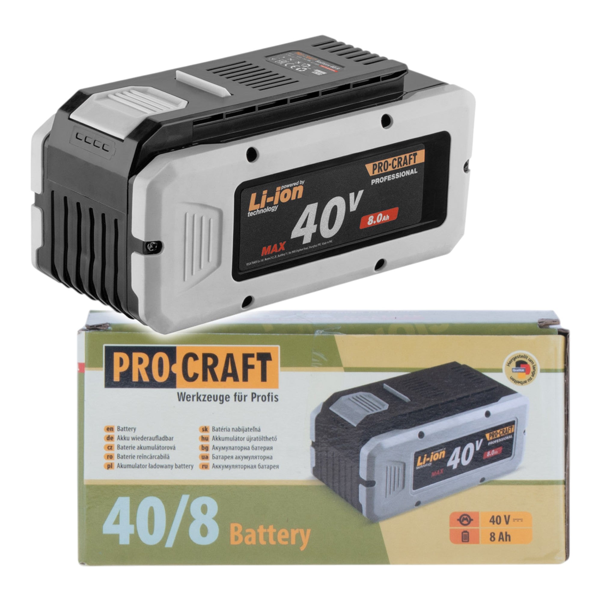 Procraft 40 8 Akku 40 V 8 0 Ah 8000 mAh Li Ion mit Ladestandsanzeige 0 - toolbrothers