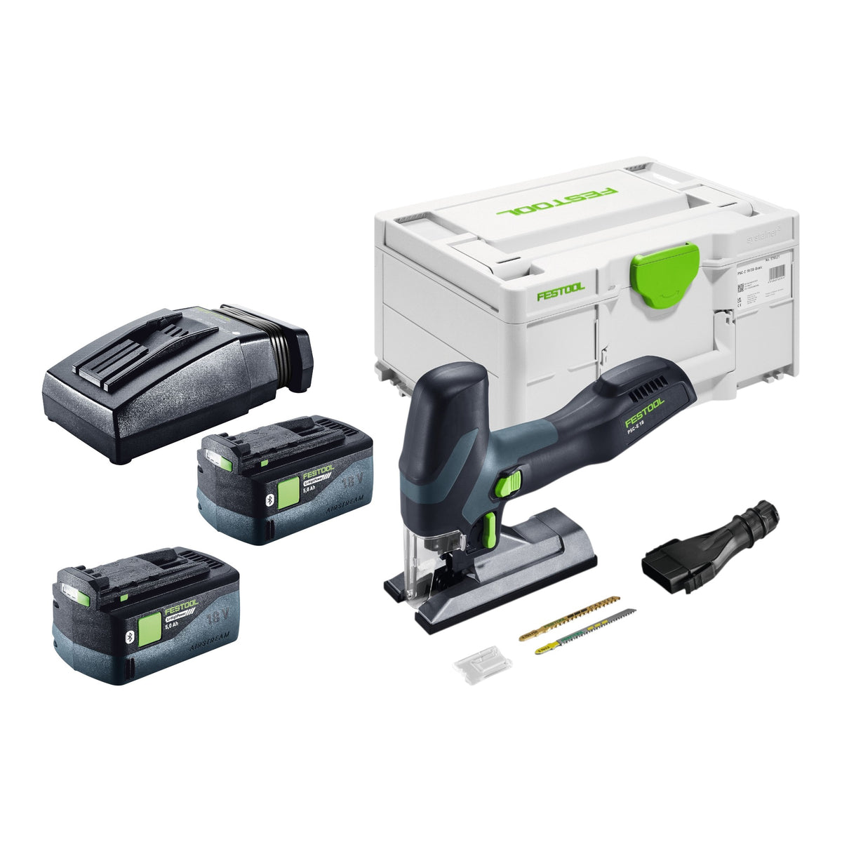 Scie sauteuse pendulaire sans fil Festool PSC-E 18 EB-Basic 18 V 40 mm + 2 batteries 5,0 Ah + chargeur + Systainer
