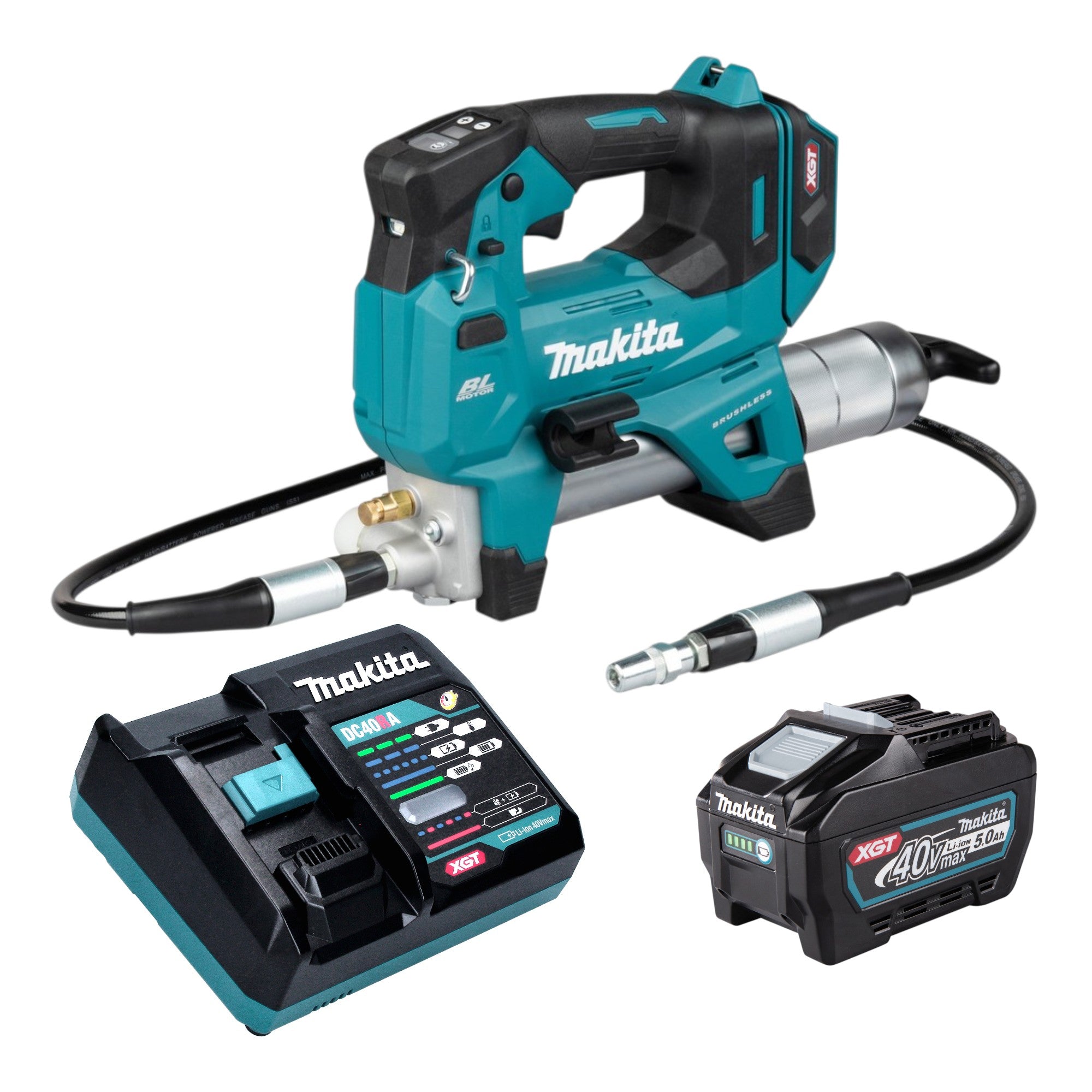 Makita GP 001 GT101 Akku Fettpresse 40 V max 690 bar Brushless 1x Akku 5 0 Ah Ladegeraet 0 - toolbrothers