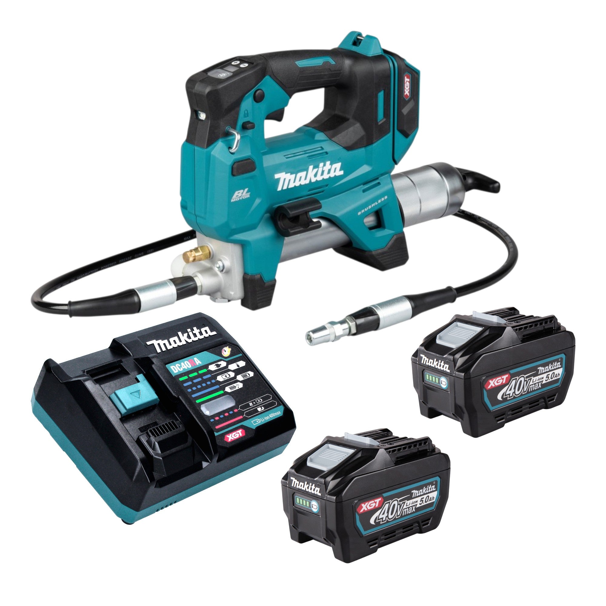 Makita GP 001 GT201 Akku Fettpresse 40 V max 690 bar Brushless 2x Akku 5 0 Ah Ladegeraet 0 - toolbrothers