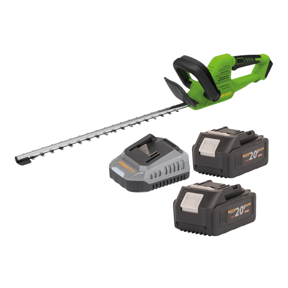 Taille-haie sans fil Procraft PZA26bb 20 V 550 mm sans balais + 2 batteries 4,0 Ah + chargeur
