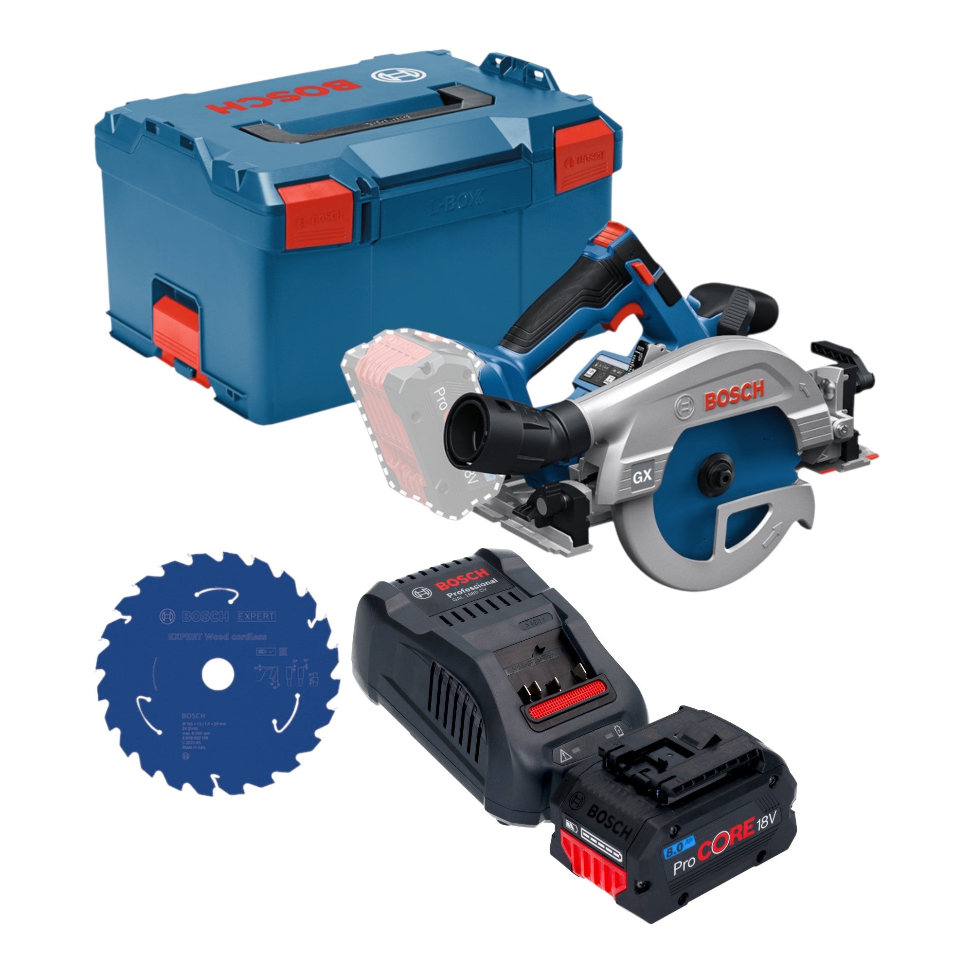 Bosch GKS 18V 57 2 GX Professional Akku Kreissaege 18 V 165 mm Brushless 1x ProCORE Akku 8 0 Ah Ladegeraet L Boxx 0 - toolbrothers