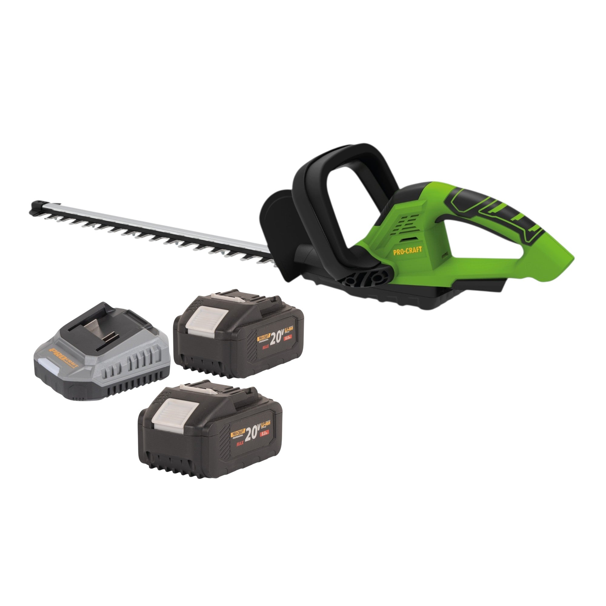 Procraft PZA24bb Akku Heckenschere 20 V 510 mm Brushless 2x Akku 8 0 Ah Ladegeraet 0 - toolbrothers