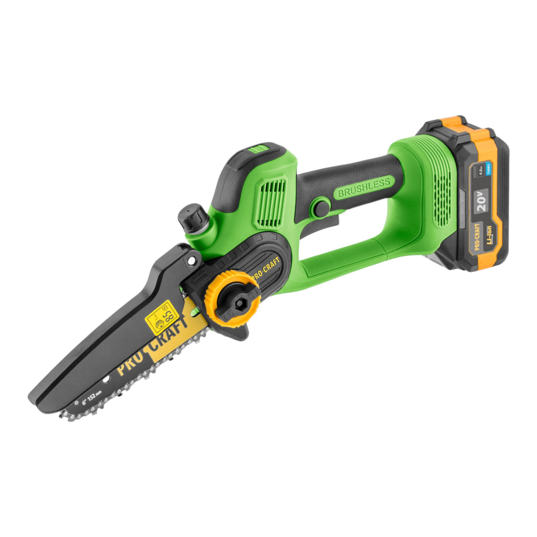 Procraft PKA35 Scie à chaîne sans fil pour élagage 20 V 152 mm Brushless + 1 batterie 4,0 Ah + chargeur + mallette