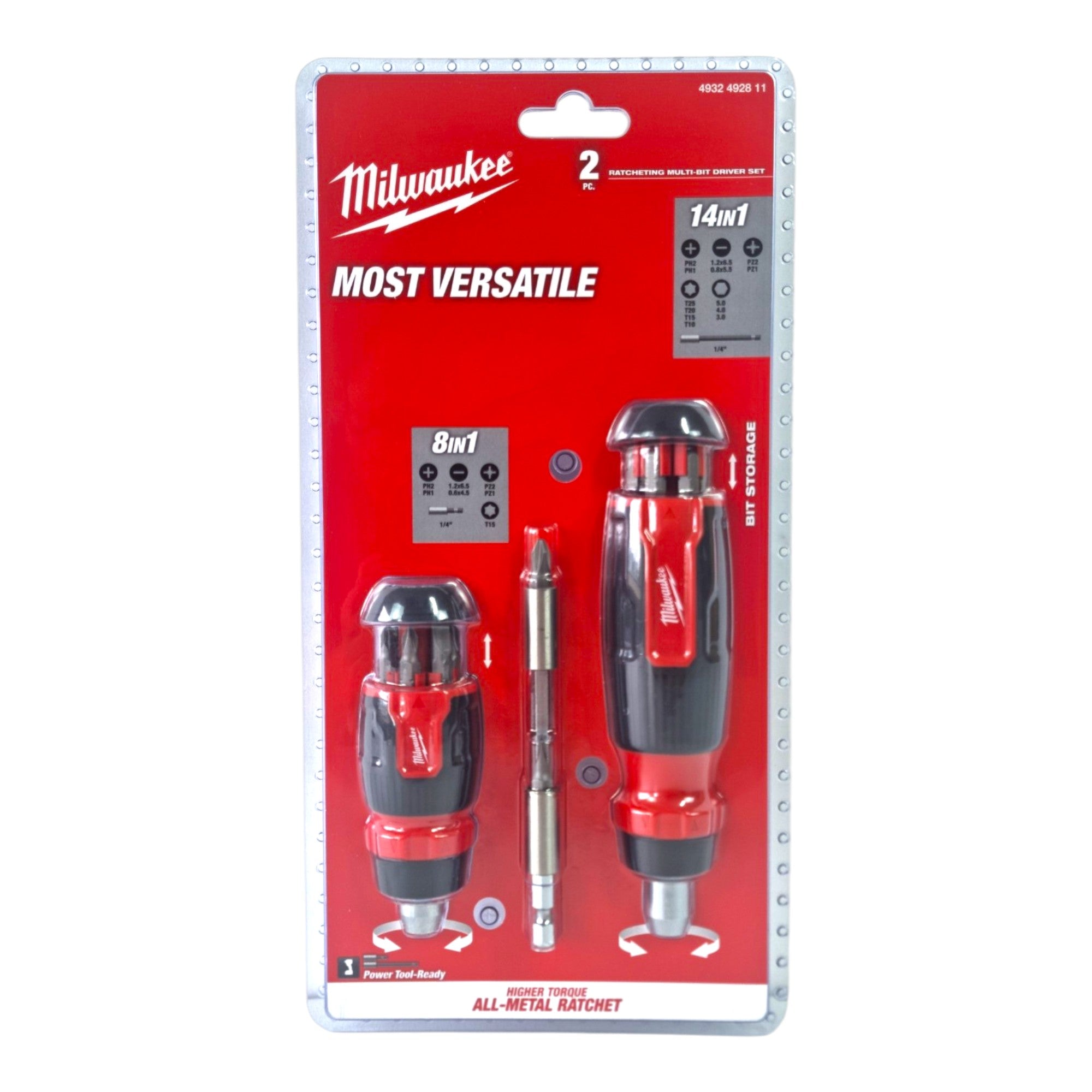 Milwaukee Multi Bit Schraubendreher Set 2 tlg mit Ratschenfunktion 4932492811  1 - toolbrothers
