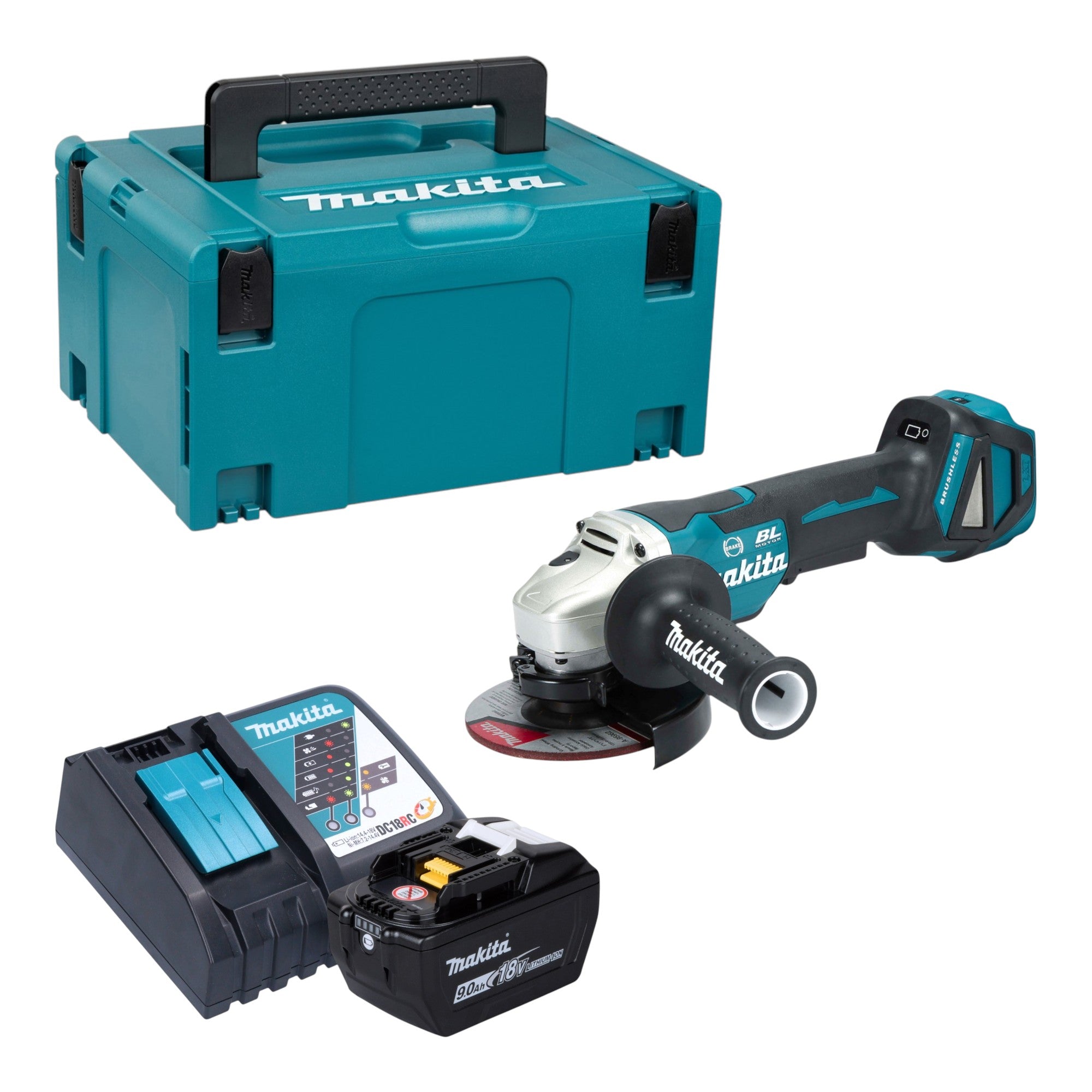 Makita DGA 517 Z Akku Winkelschleifer 18 V 125 mm Brushless 1x Akku 9 0 Ah Ladegeraet Makpac 0 - toolbrothers