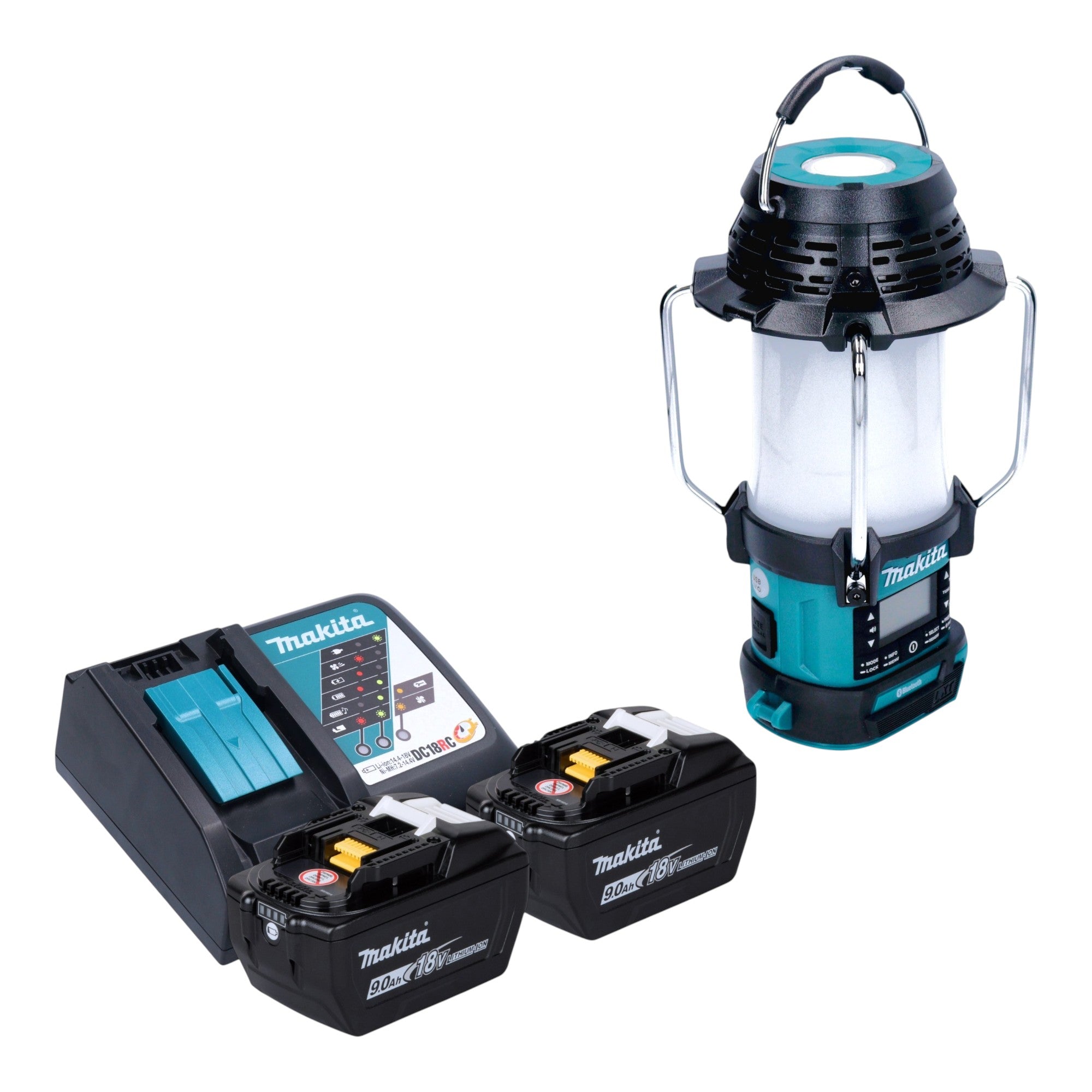 Makita DMR 056 Akku Radio 18 V FM DAB mit Laterne 360 Taschenlampe IP65 2x Akku 9 0 Ah Ladegeraet 0 - toolbrothers