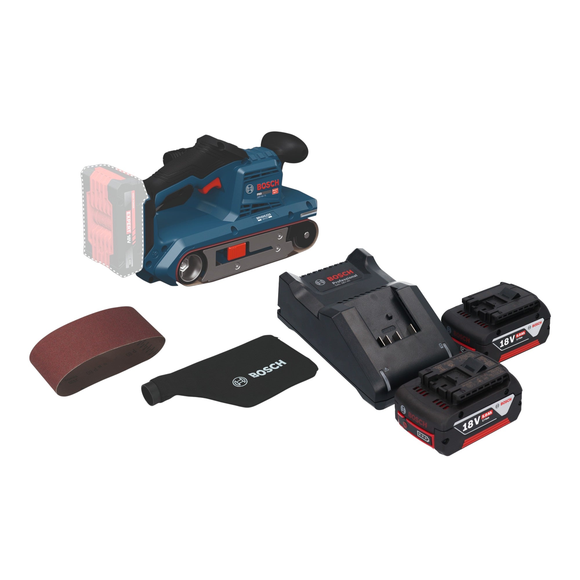 Bosch GBS 18V 75 Akku Bandschleifer 18 V 76 x 533 mm Brushless 2x Akku 5 0 Ah Ladegeraet 0 - toolbrothers