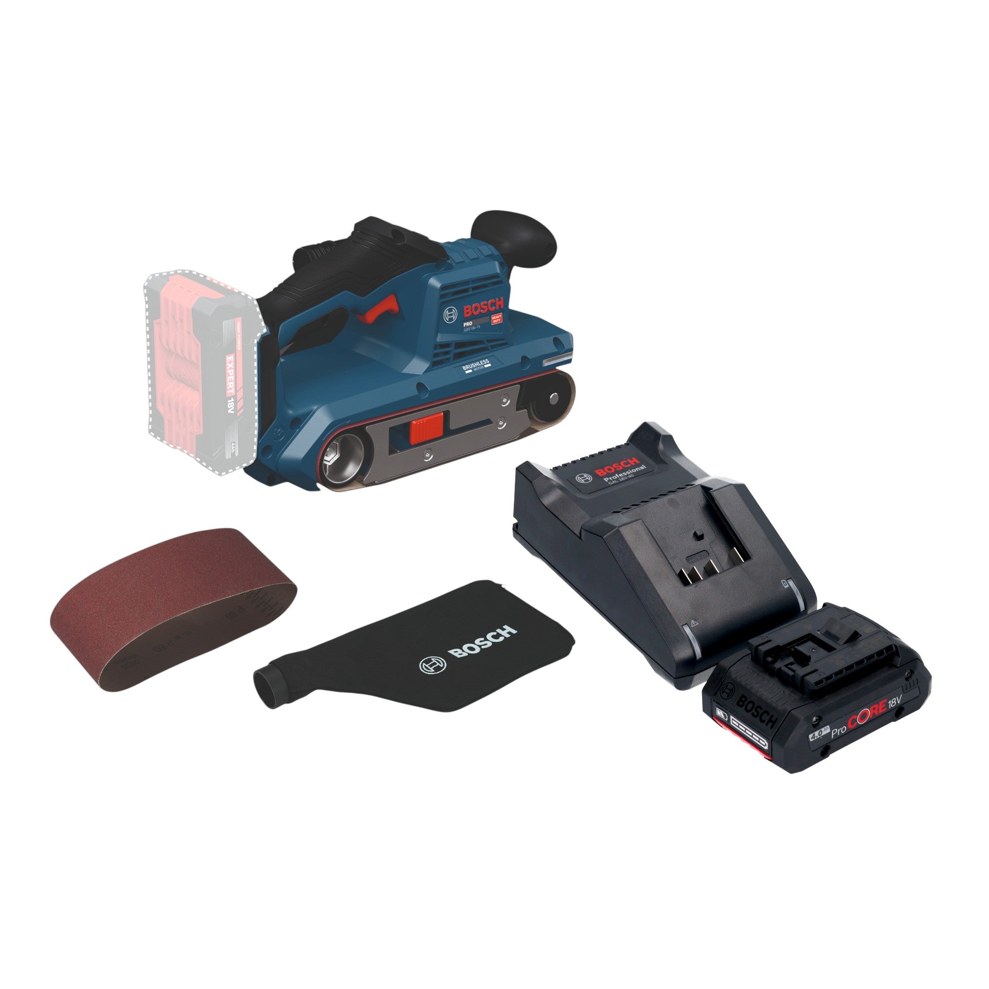 Bosch GBS 18V 75 Akku Bandschleifer 18 V 76 x 533 mm Brushless 1x ProCORE Akku 4 0 Ah Ladegeraet 0 - toolbrothers