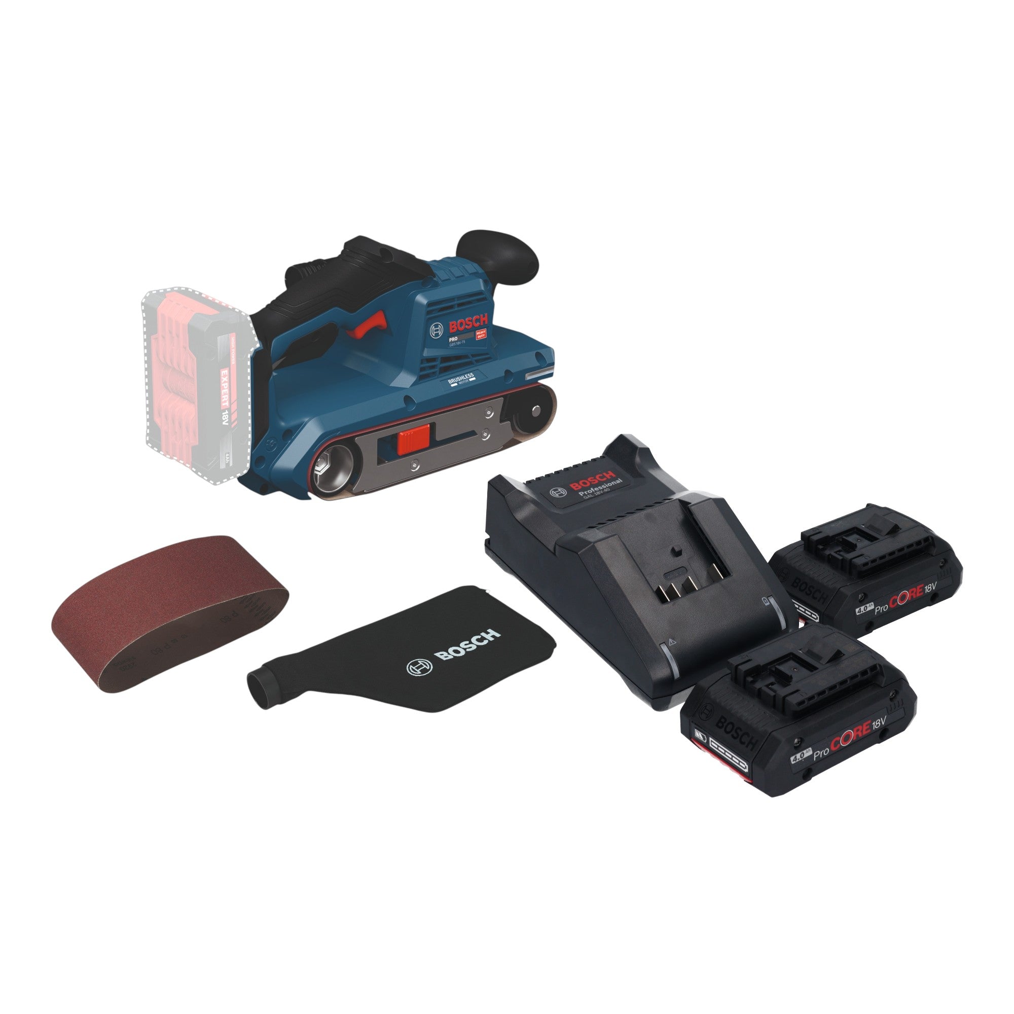 Bosch GBS 18V 75 Akku Bandschleifer 18 V 76 x 533 mm Brushless 2x ProCORE Akku 4 0 Ah Ladegeraet 0 - toolbrothers