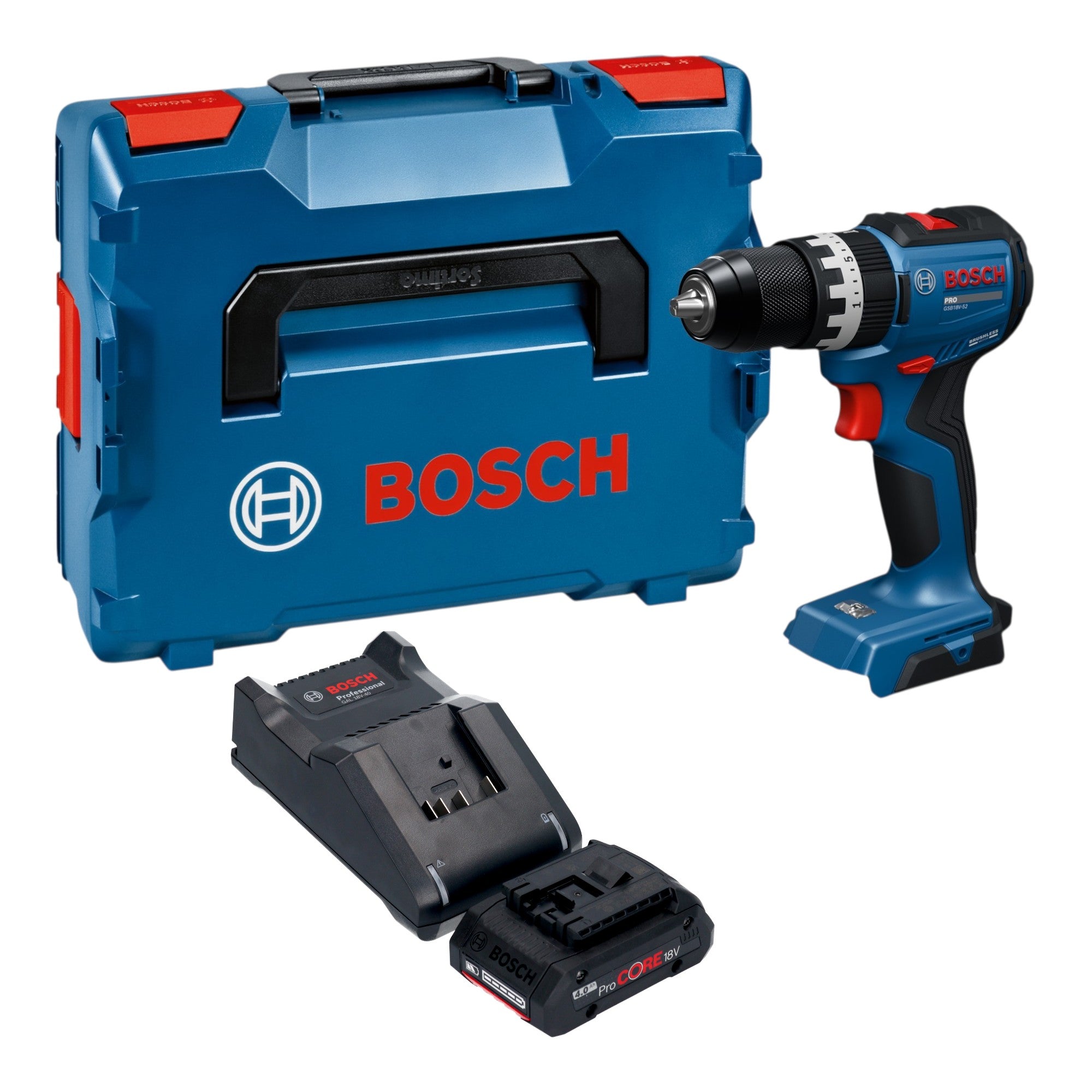 Bosch GSB 18V 52 Professional Akku Schlagbohrschrauber 18 V 70 Nm Brushless 1x ProCORE Akku 4 0 Ah Ladegeraet L Boxx 0 - toolbrothers