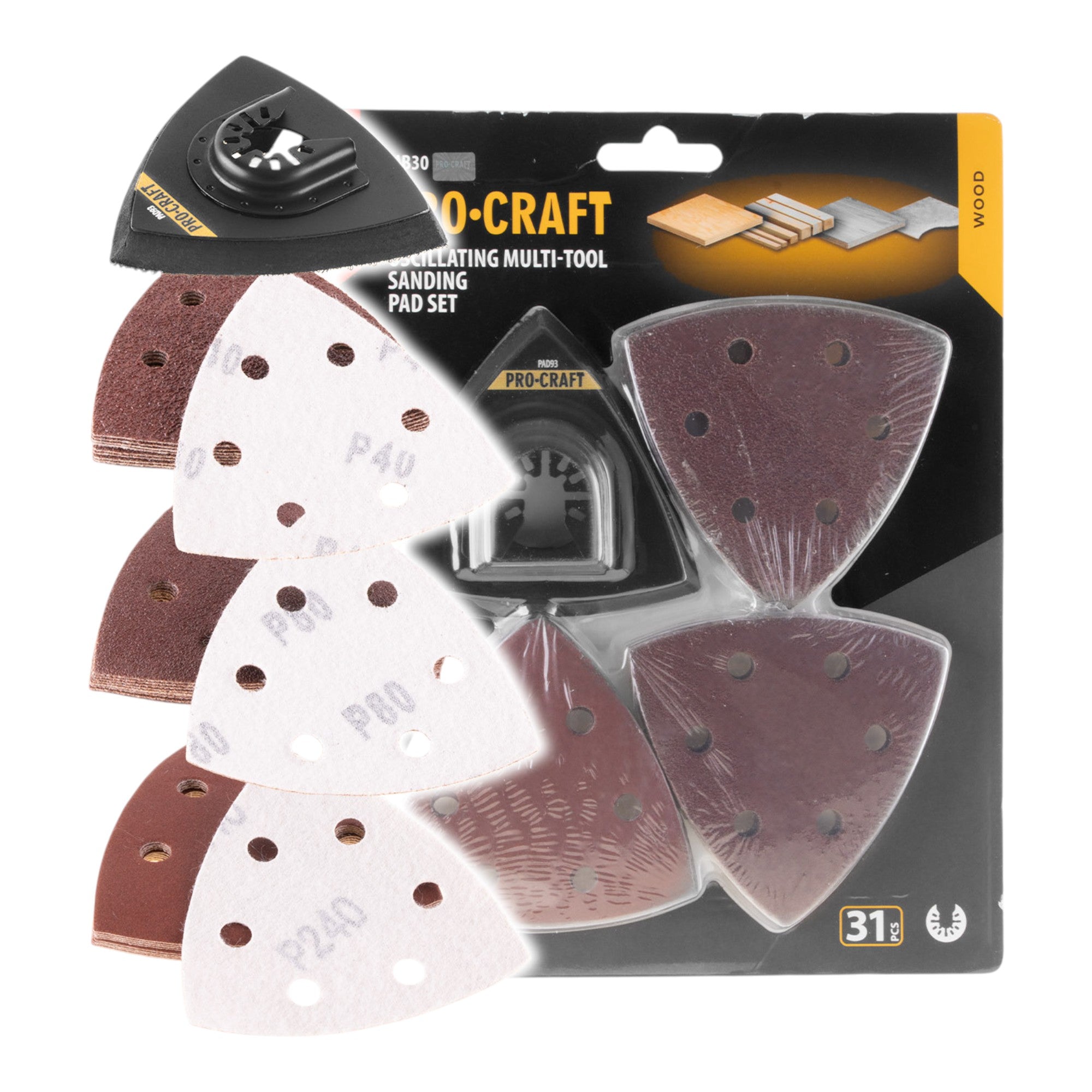Procraft MB30 Schleif Set 31 tlg P40 P80 P240 fuer oszillierende Multifunktionswerkzeuge 0 - toolbrothers