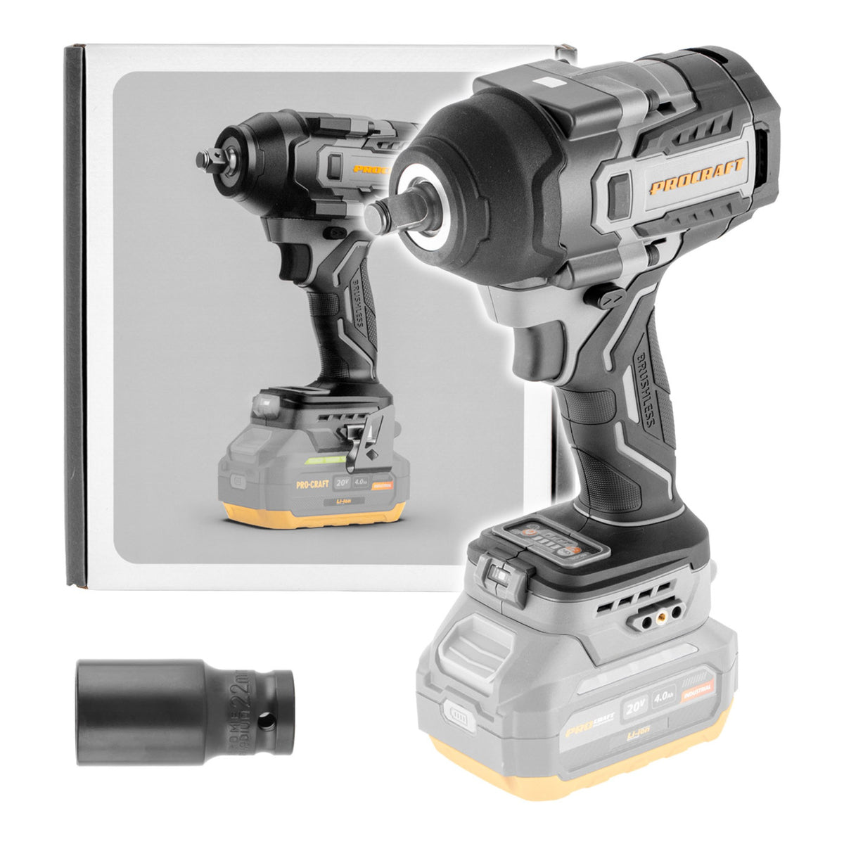 Visseuse à chocs sans fil ProCraft Industrial IW850A-BB 20 V 850 Nm 1/2" sans balais Solo - sans batterie, sans chargeur