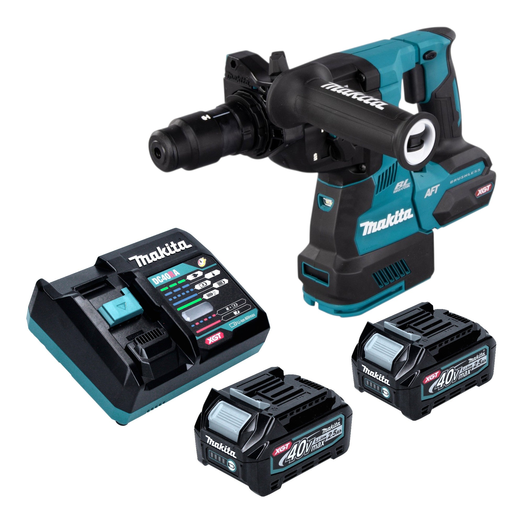 Makita HR 002 GD201 Akku Bohrhammer 40 V max 2 9 J SDS plus Brushless 2x Akku 2 5 Ah Ladegeraet 0 - toolbrothers