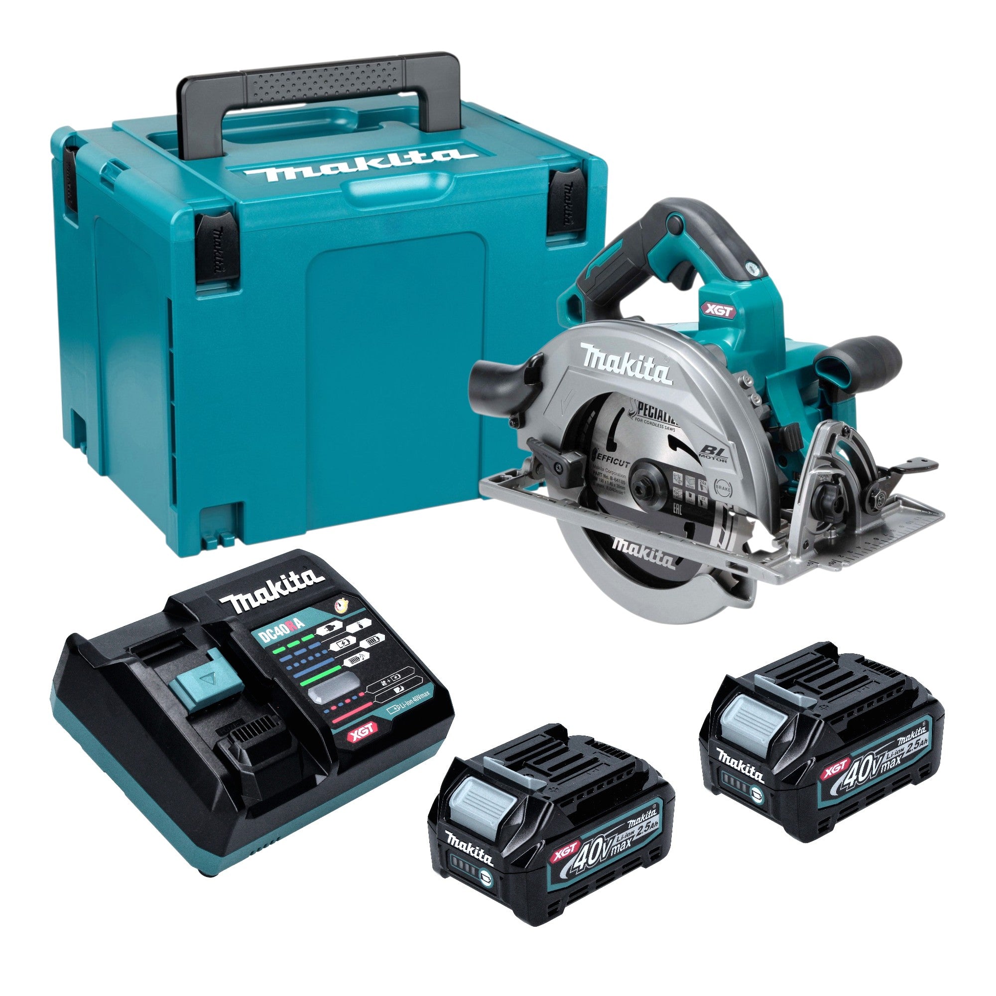 Makita HS 003 GD201 Akku Handkreissaege 40 V max 190 mm Brushless 2x Akku 2 5 Ah Ladegeraet Makpac 0 - toolbrothers