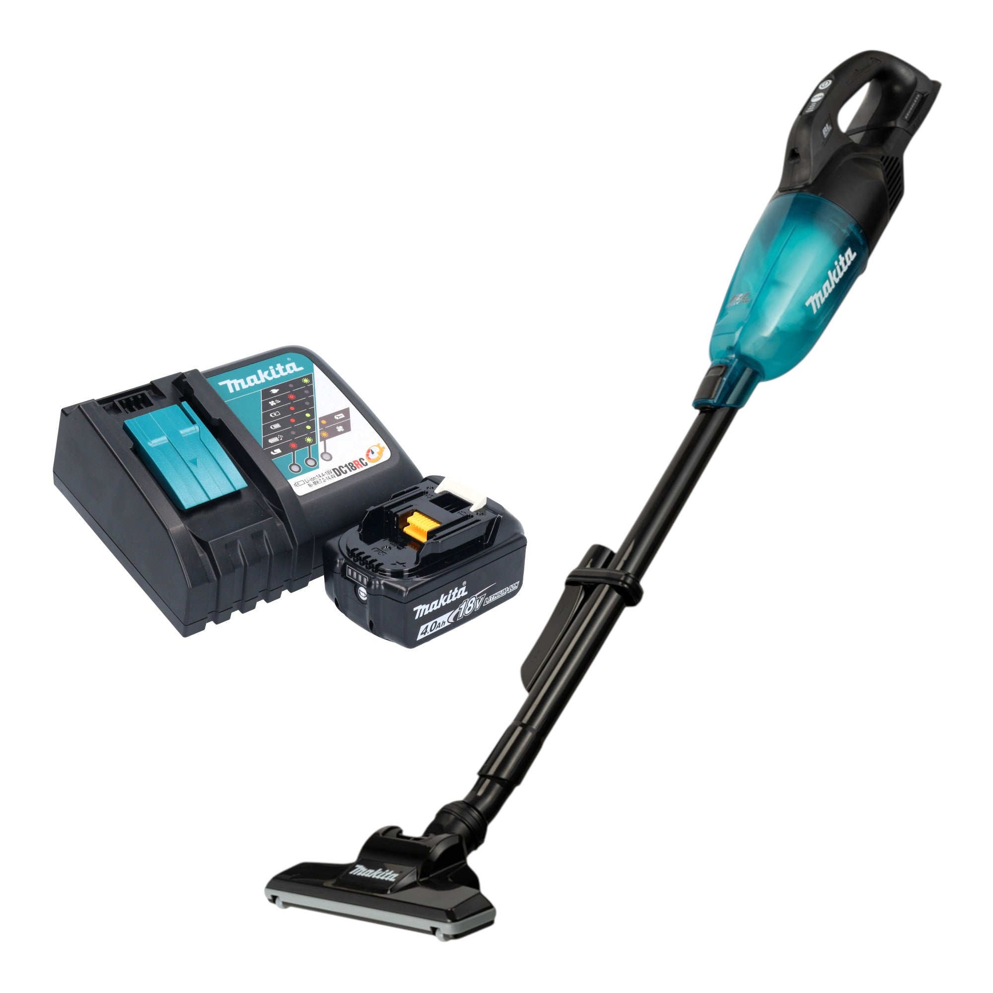 Makita DCL 284 FRMB Akku Staubsauger 18 V 0 73 l Schwarz Brushless 1x Akku 4 0 Ah Ladegeraet 0 - toolbrothers
