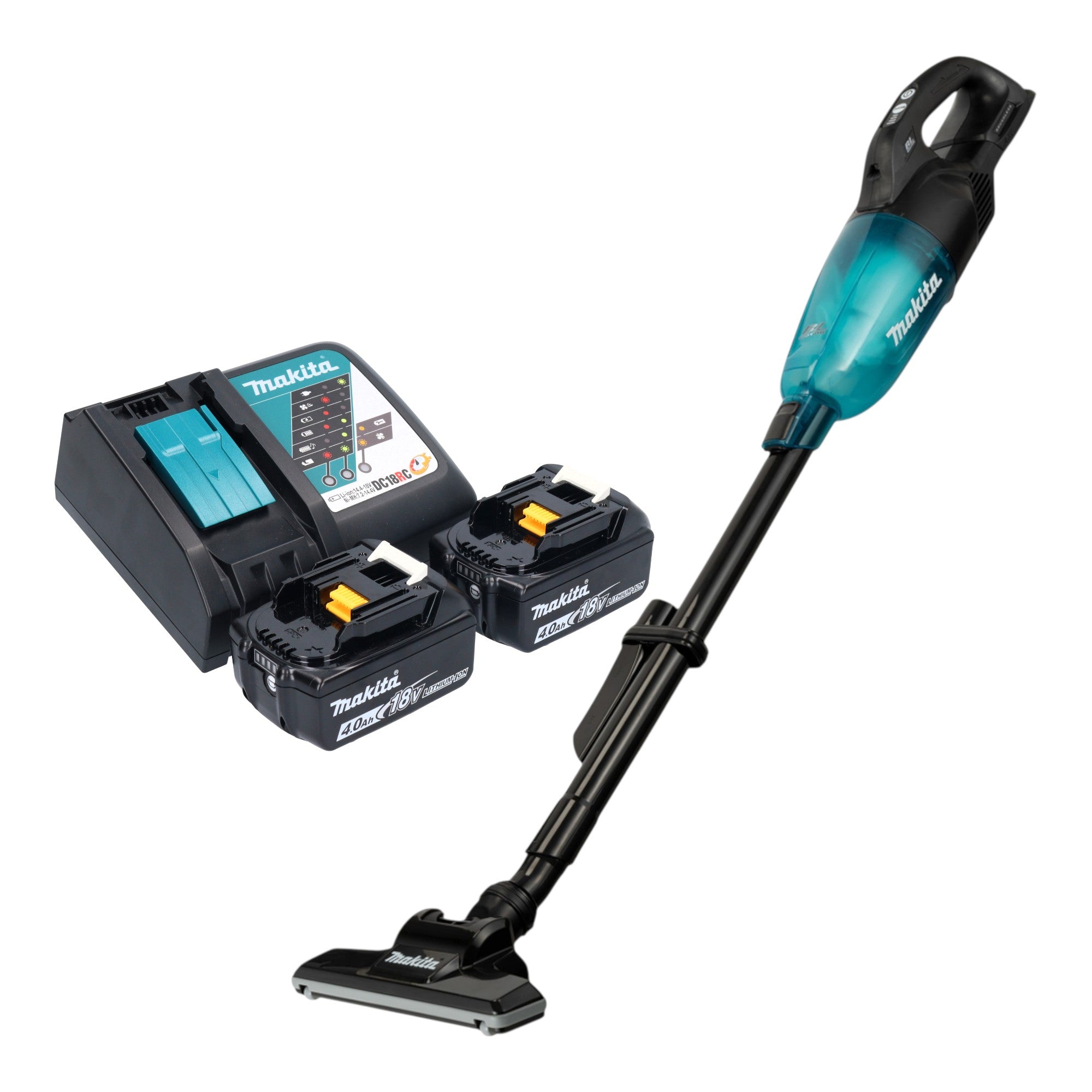 Makita DCL 284 FRM2B Akku Staubsauger 18 V 0 73 l Schwarz Brushless 2x Akku 4 0 Ah Ladegeraet 0 - toolbrothers