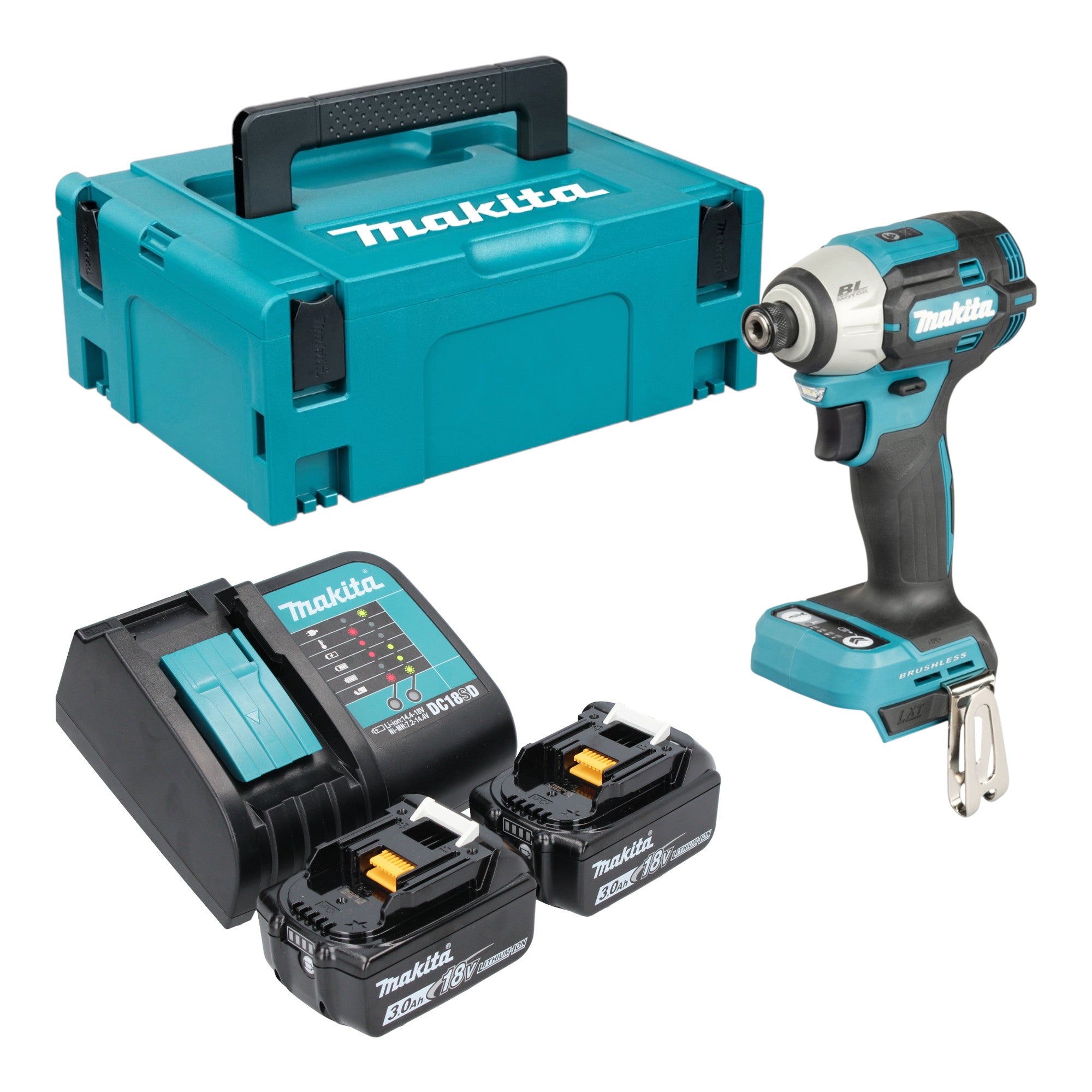 Makita DTD 201 SFJ Akku Schlagschrauber 18 V 210 Nm Brushless 2x Akku 3 0 Ah Ladegeraet Makpac 0 - toolbrothers