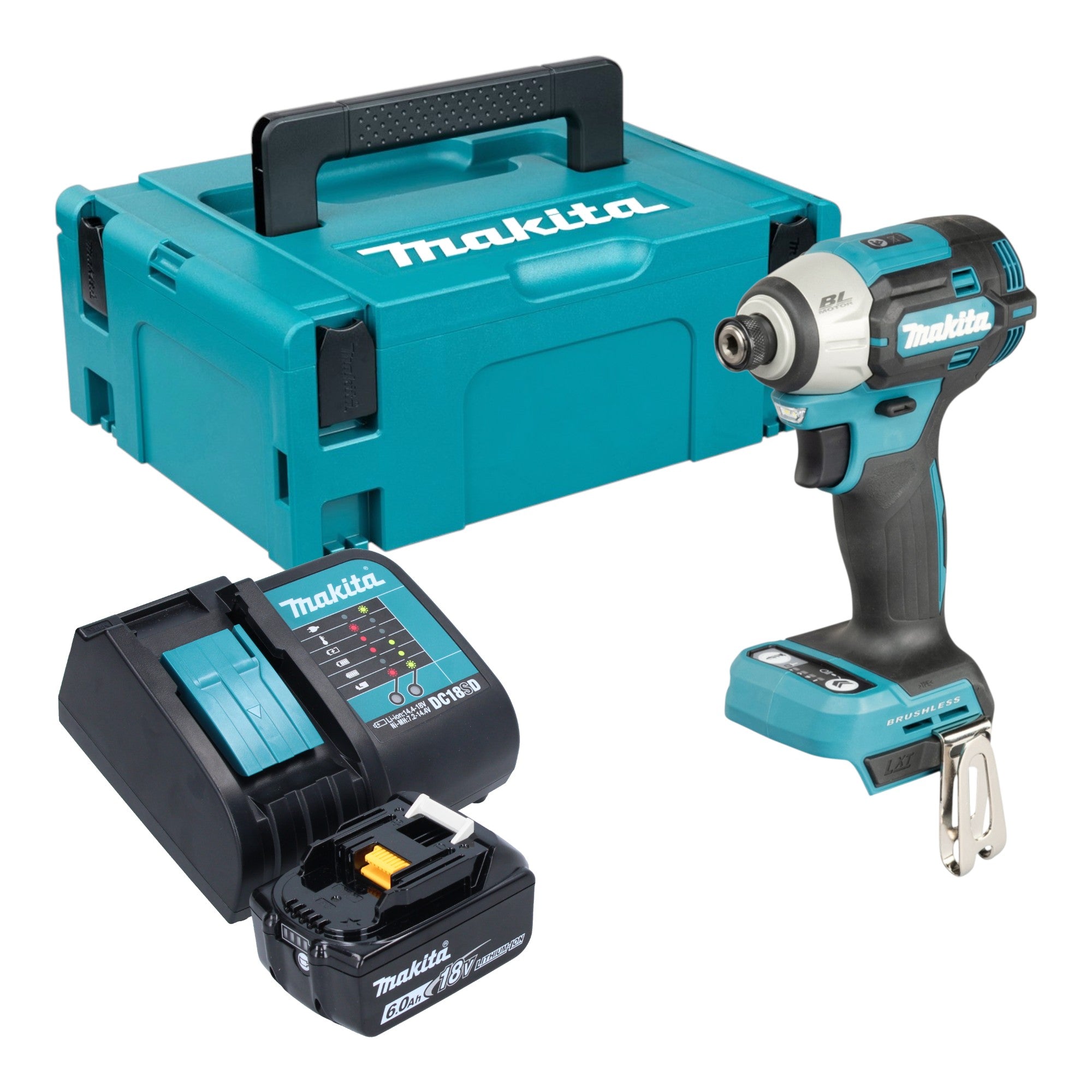 Makita DTD 201 SG1J Akku Schlagschrauber 18 V 210 Nm Brushless 1x Akku 6 0 Ah Ladegeraet Makpac 0 - toolbrothers