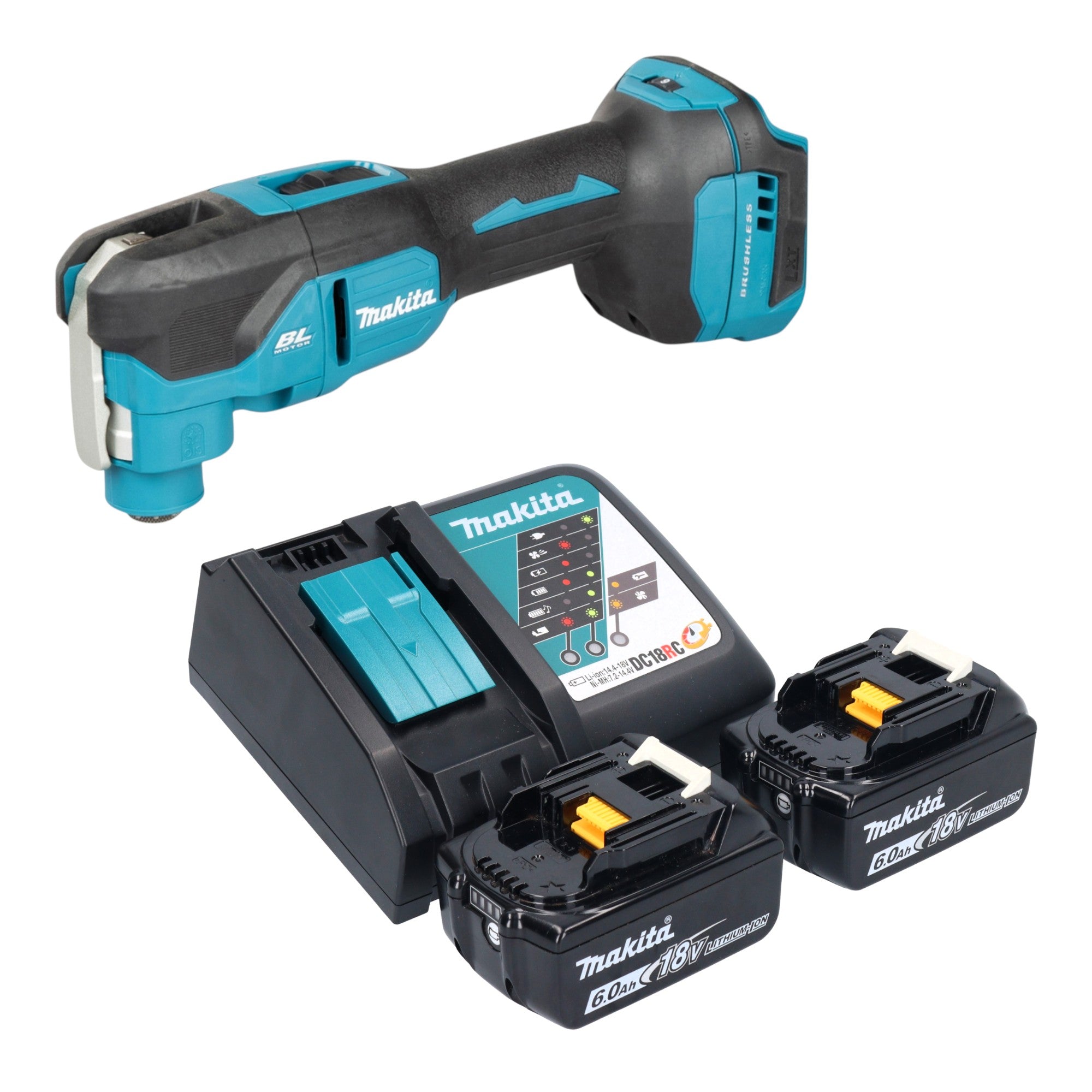 Makita DTM 53 RG Akku Multifunktionswerkzeug 18 V OIS Starlock Brushless 2x Akku 6 0 Ah Ladegeraet 0 - toolbrothers