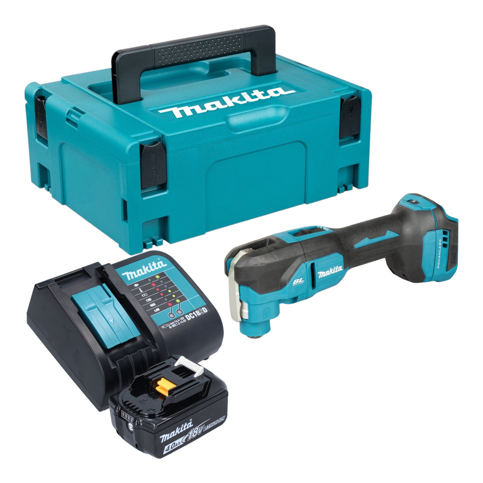 Makita DTM 53 SM1J Akku Multifunktionswerkzeug 18 V OIS Starlock Brushless 1x Akku 4 0 Ah Ladegeraet Makpac 0 - toolbrothers