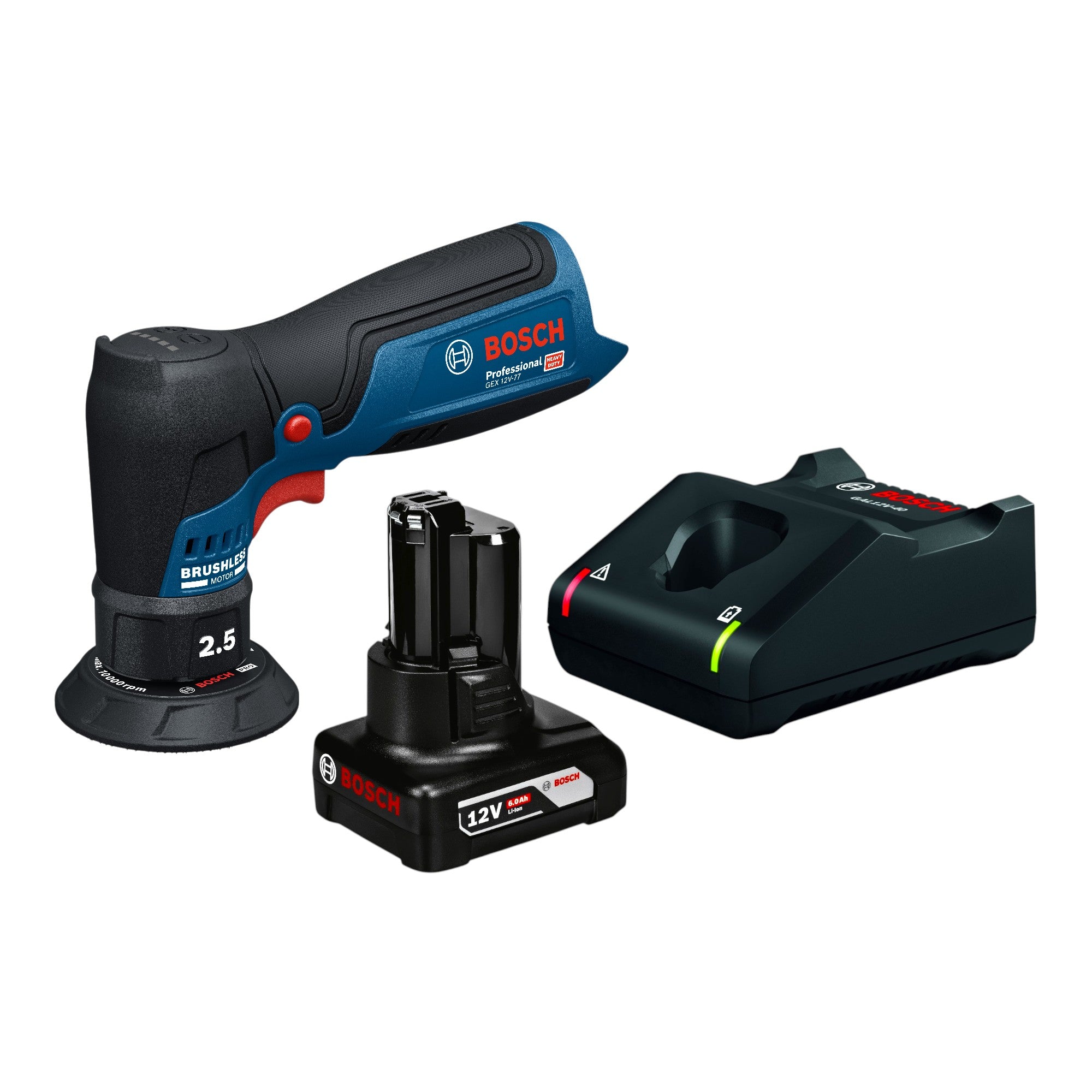 Bosch GEX 12V 77 Akku Exzenterschleifer 12 V 77 mm Brushless 1x Akku 6 0 Ah Ladegeraet 0 - toolbrothers
