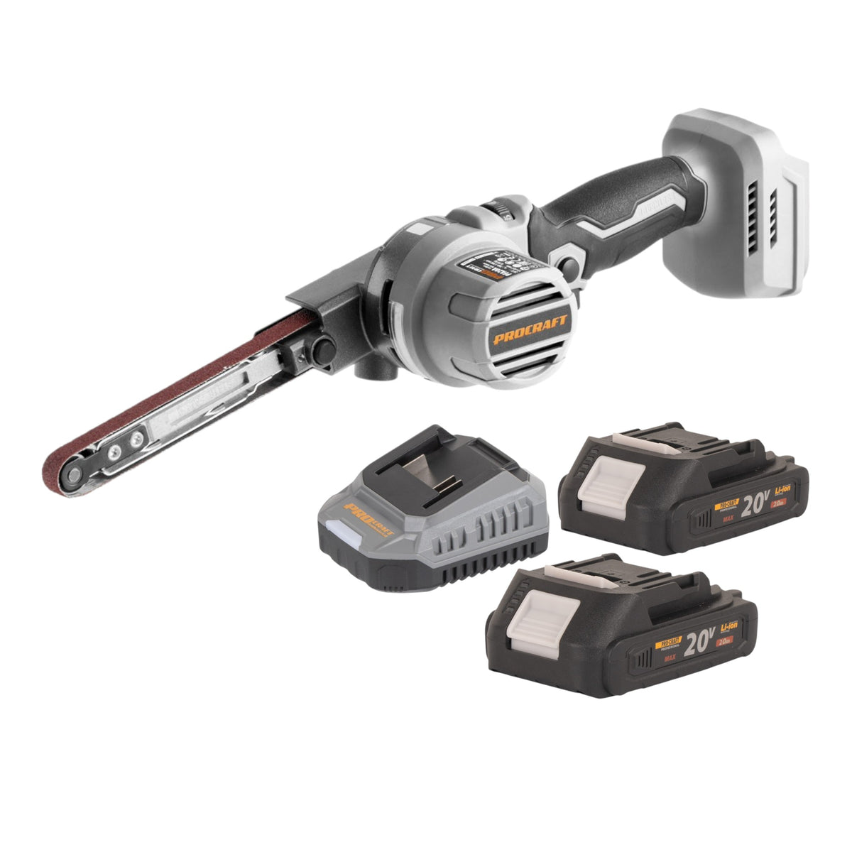 Ponceuse à bande sans balais ProCraft Industrial PFA20A-BB 20 V 13 x 457 mm + 2 batteries 2,0 Ah + chargeur