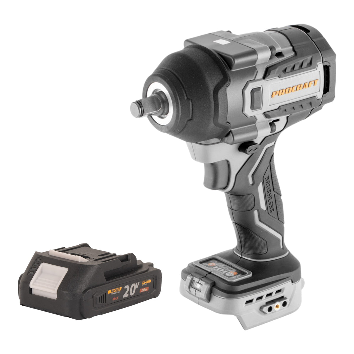 Visseuse à chocs sans fil ProCraft Industrial IW850A-BB 20 V 850 Nm 1/2" sans balais + 1 batterie 2,0 Ah - sans chargeur