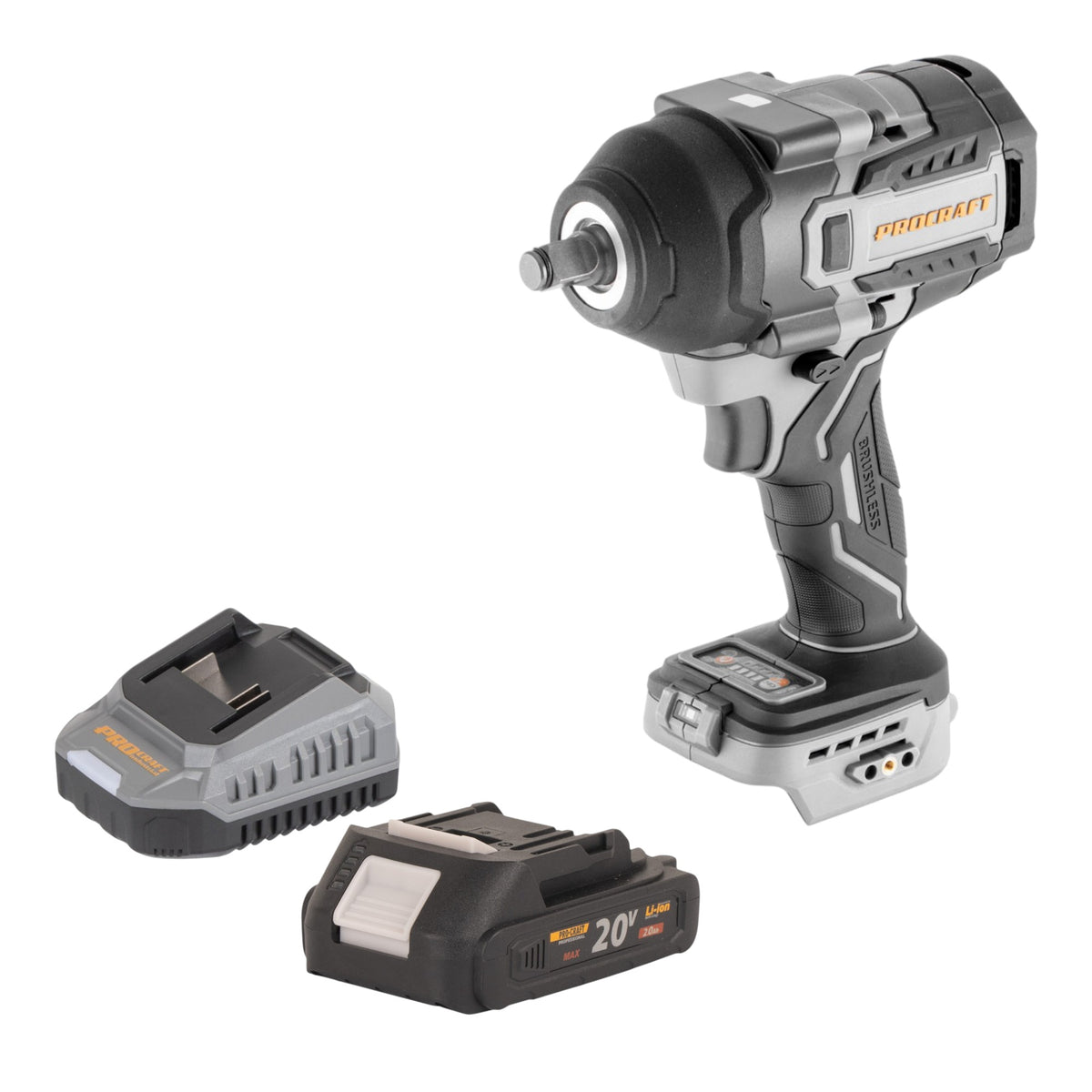 Visseuse à chocs sans fil ProCraft Industrial IW850A-BB 20 V 850 Nm 1/2" sans balais + 1 batterie 2,0 Ah + chargeur