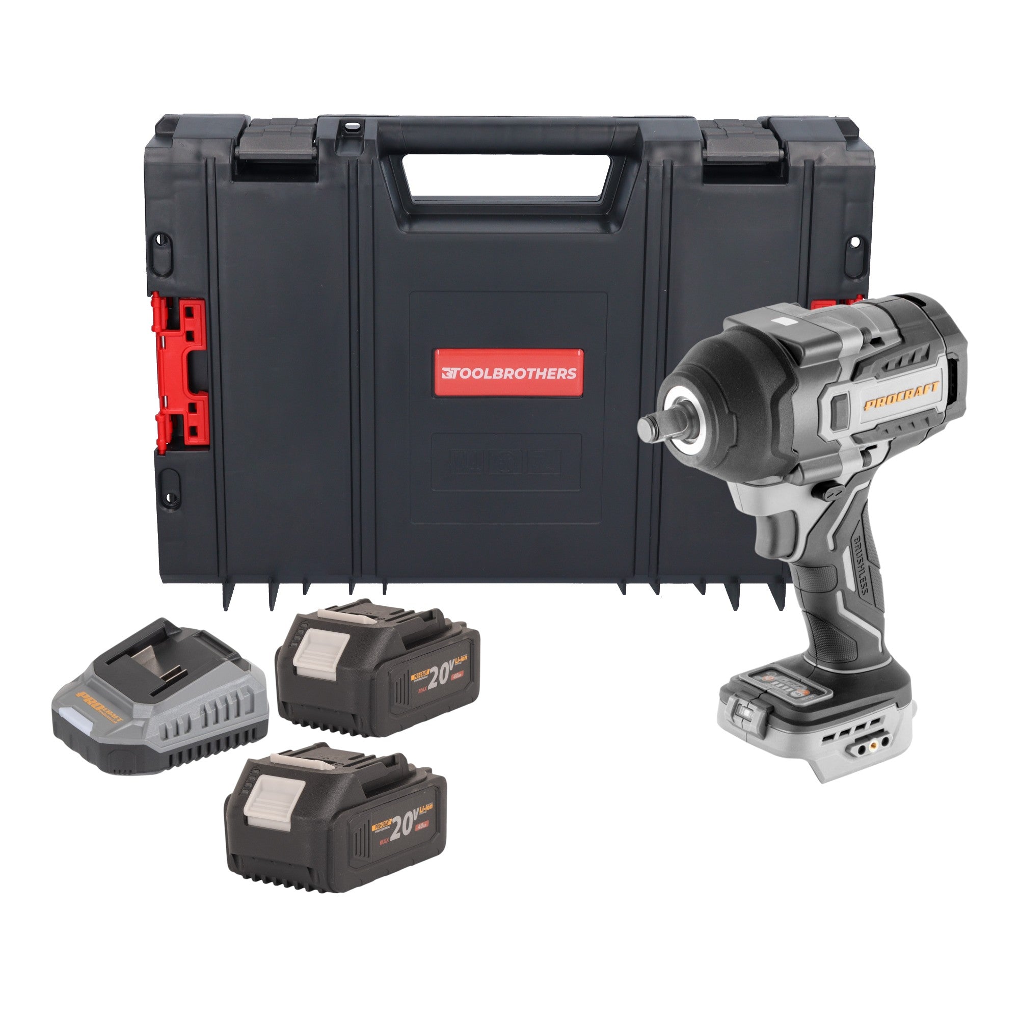 ProCraft Industrial IW850A BB Akku Schlagschrauber 20 V 850 Nm 1 2 Brushless 2x Akku 4 0 Ah Ladegeraet RHINO Toolcase 0 - toolbrothers