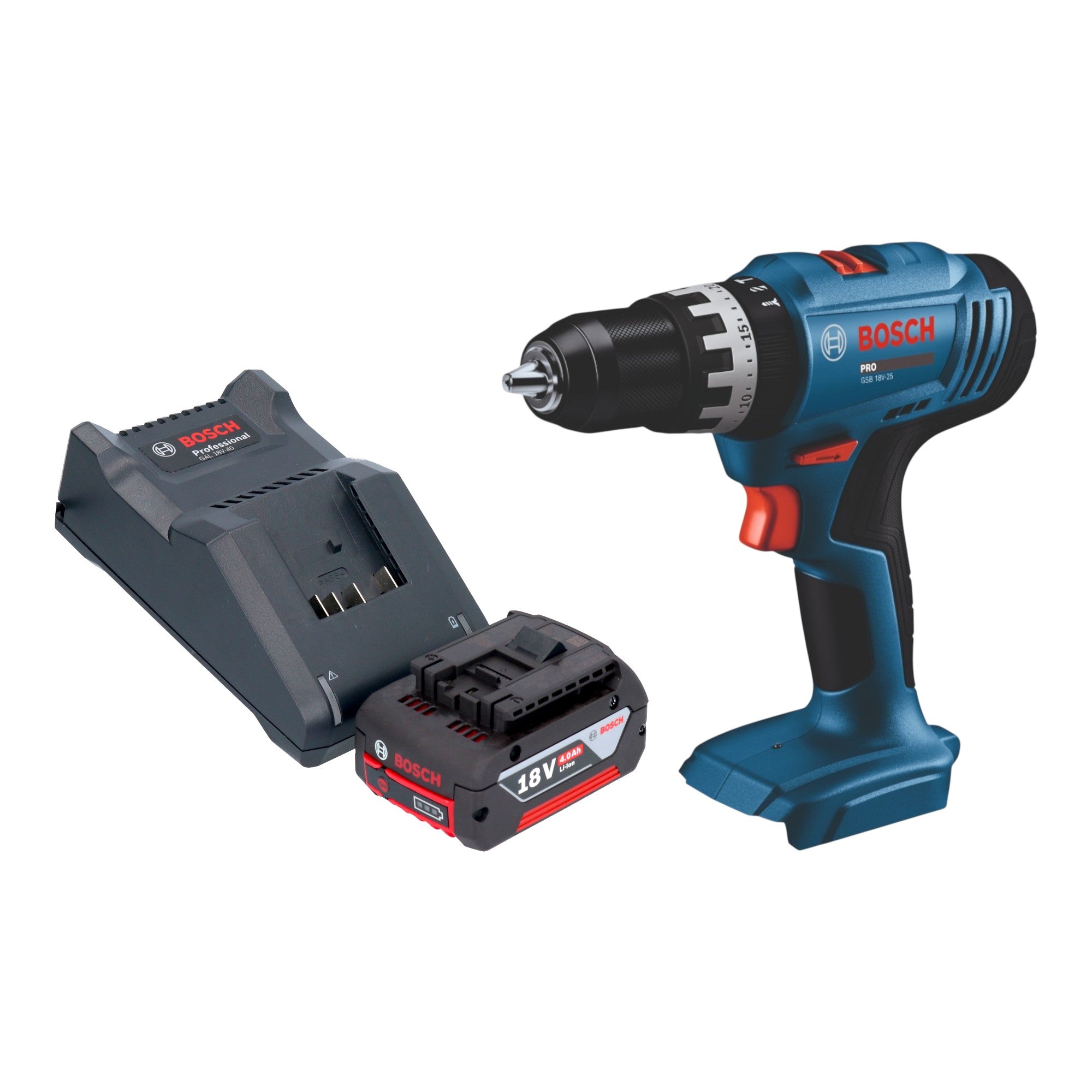 Bosch GSB 18V 25 Professional Akku Schlagbohrschrauber 18 V 56 Nm 1x Akku 4 0 Ah Ladegeraet 0 - toolbrothers
