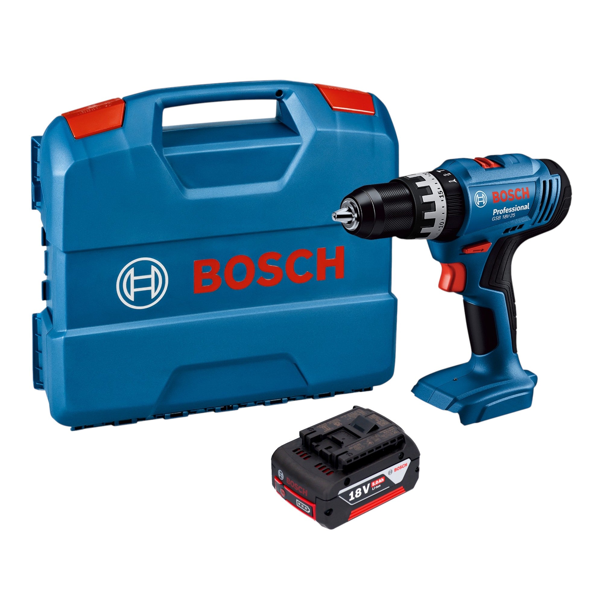 Bosch GSB 18V 25 Professional Akku Schlagbohrschrauber 18 V 56 Nm 1x Akku 5 0 Ah L Case ohne Ladegeraet 0 - toolbrothers