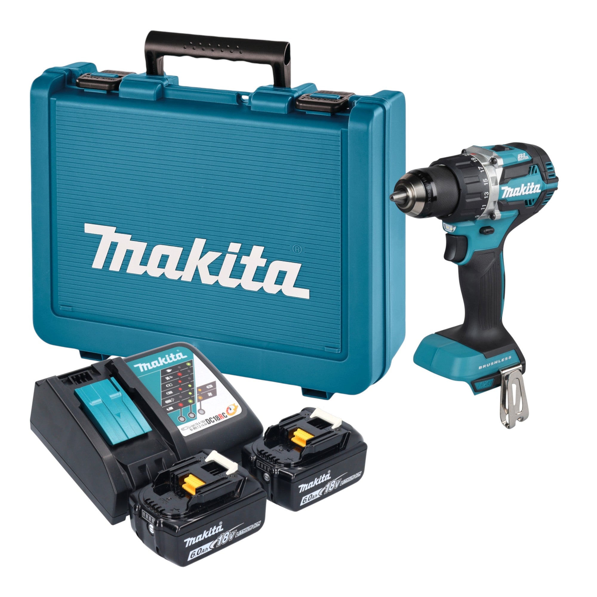 Makita DDF 484 RGE Akku Bohrschrauber 18 V 54 Nm Brushless 2x Akku 6 0 Ah Ladegeraet Koffer 0 - toolbrothers