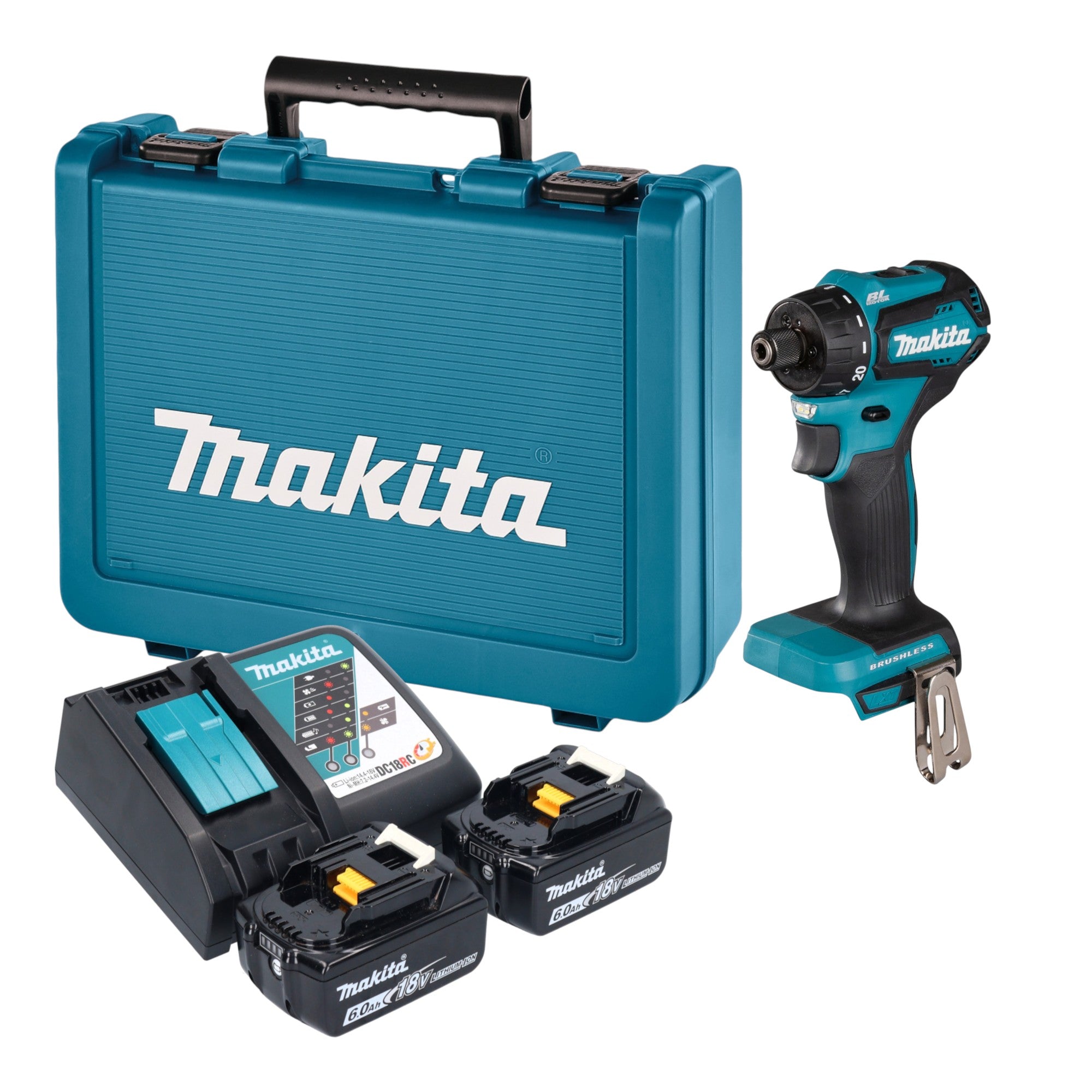 Makita DDF 083 RGE Akku Bohrschrauber 18 V 40 Nm 1 4 Brushless 2x Akku 6 0 Ah Ladegeraet Koffer 0 - toolbrothers