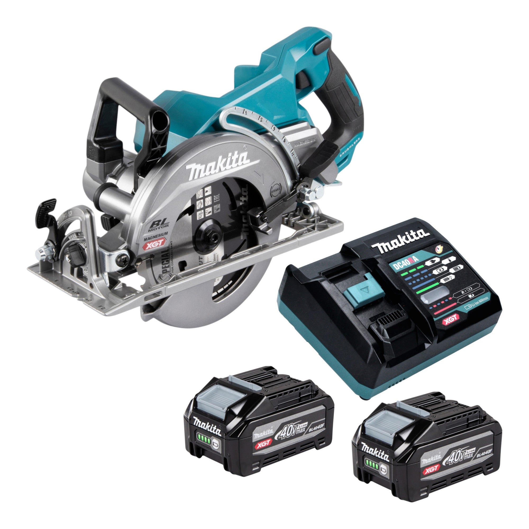 Makita RS 001 GU201 Akku Handkreissaege 40 V max 185 mm Brushless 2x Akku 4 0 Ah Ladegeraet 0 - toolbrothers
