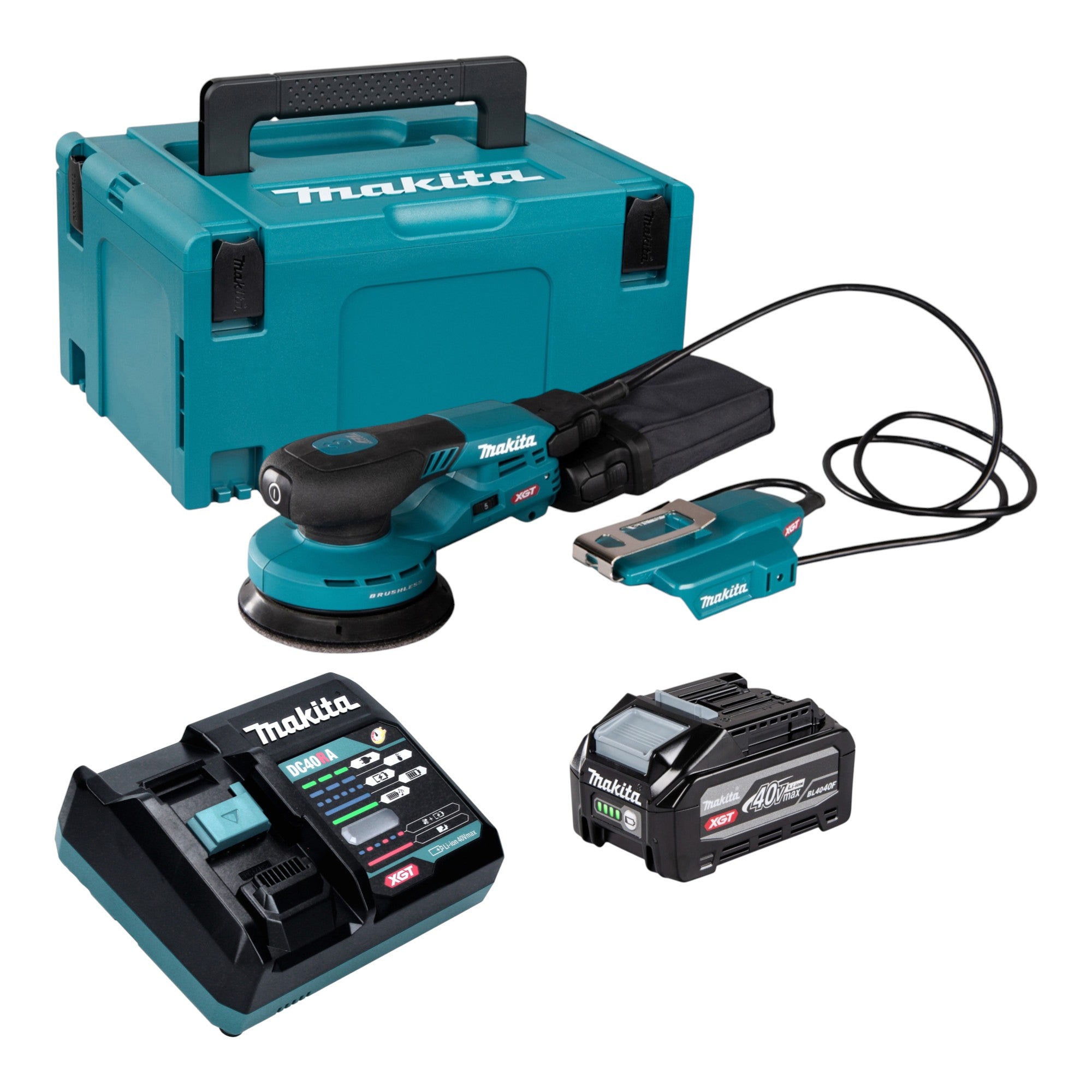 Makita BO 003 CGU101 Akku Exzenterschleifer 40 V max 125 mm 3 0 mm Hub Brushless 1x Akku 4 0 Ah Ladegeraet Makpac 0 - toolbrothers