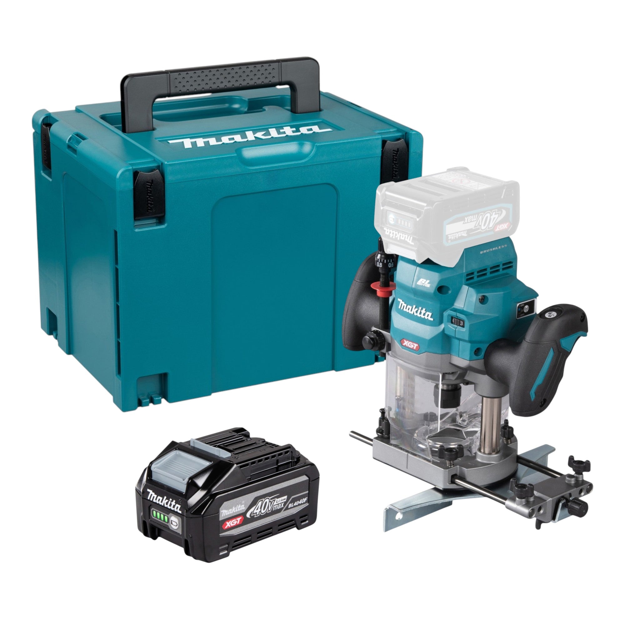 Makita RP 001 GU101 Akku Oberfraese 40 V max 12 mm Brushless 1x Akku 4 0 Ah Makpac ohne Ladegeraet 0 - toolbrothers