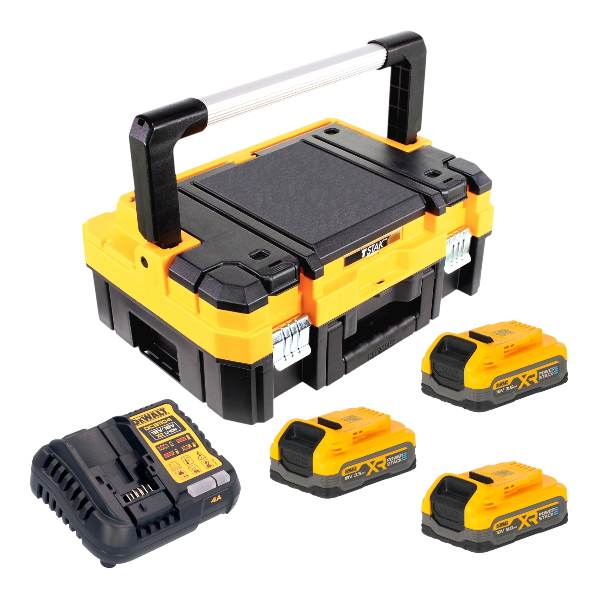 DeWalt DCB 1104 S3T Akku Starter Set 18 V mit 3x Powerstack Akku 3 5 Ah DCB 1104 Ladegeraet TSTAK 0 - toolbrothers