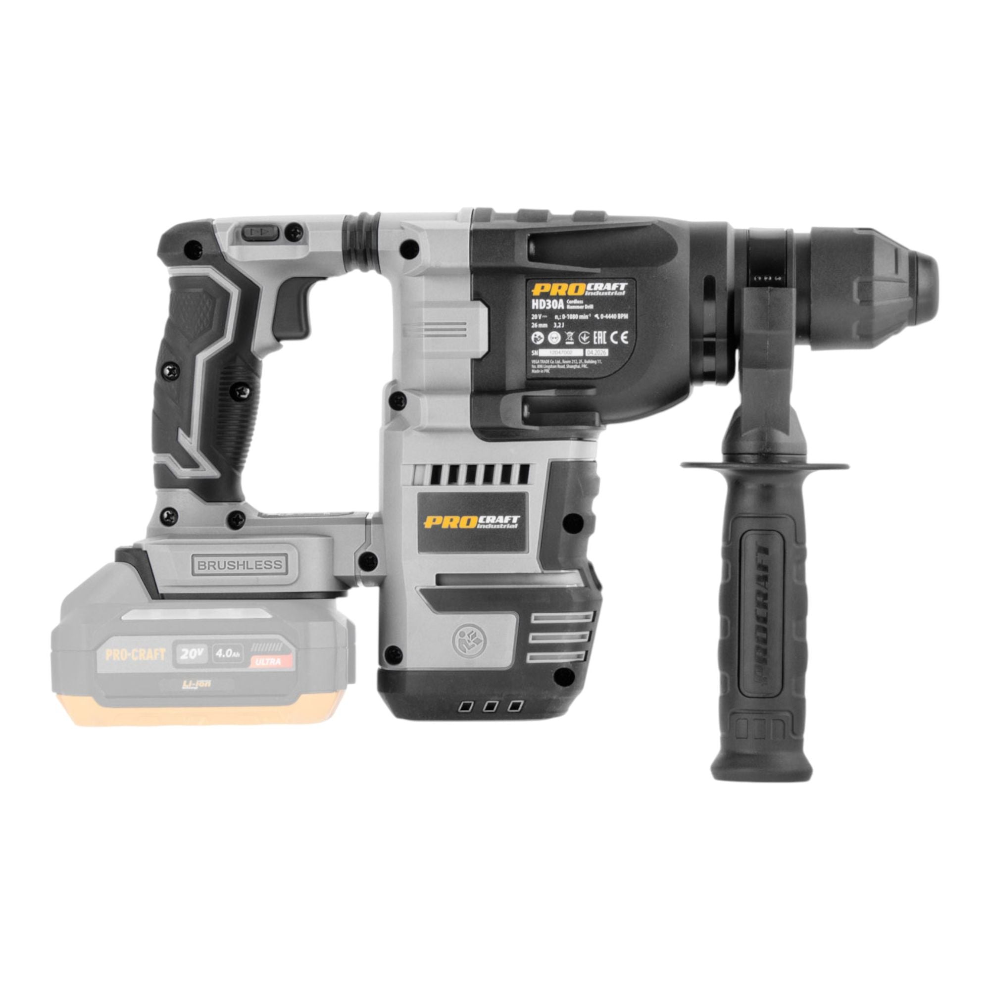 Procraft Industrial HD30A BB Akku Kombihammer 20 V 3 2 J SDS plus Brushless Solo ohne Akku ohne Ladegeraet 4 - toolbrothers