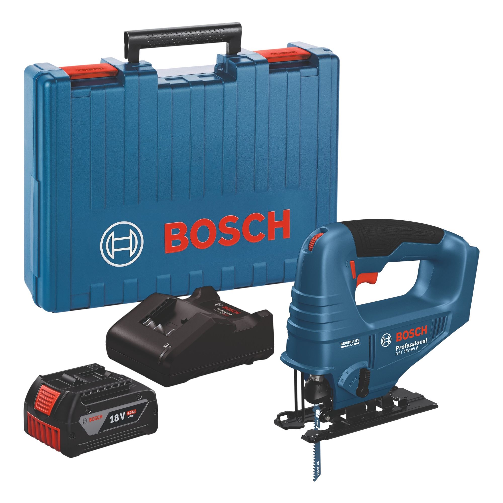Bosch GST 18V 95 B Professional Akku Stichsaege 18 V 95 mm Brushless 06015B7002 1x Akku 4 0 Ah Ladegeraet Koffer 0 - toolbrothers