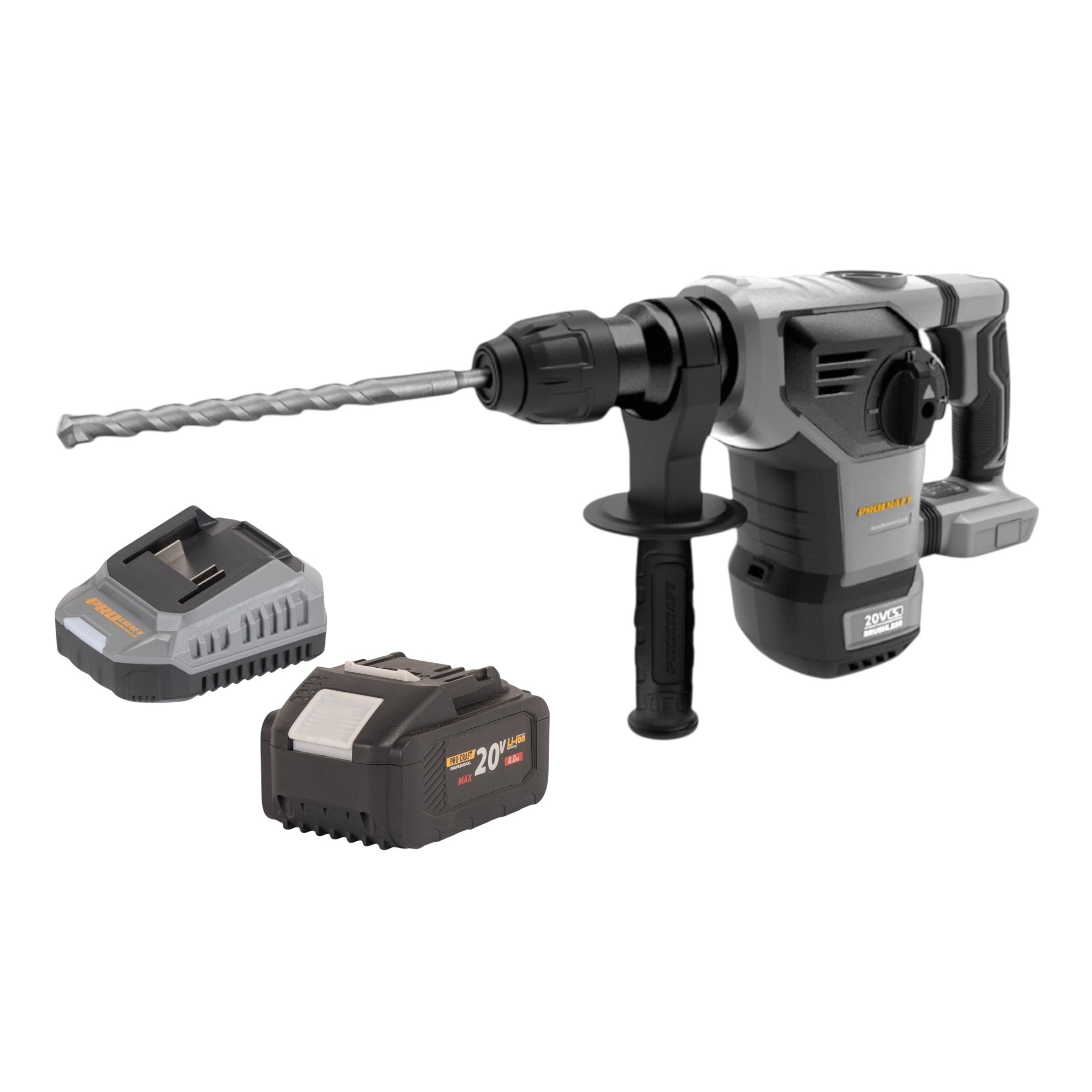 Procraft Industrial HD20B BB Akku Kombihammer 20 V 5 J SDS plus Brushless 1x Akku 8 0 Ah Ladegeraet 0 - toolbrothers