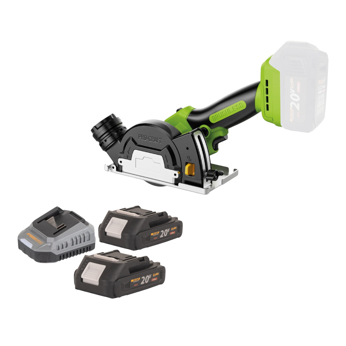 Mini-scie universelle sans fil Procraft PCA16-BB 20 V 85 mm sans balais + 2 batteries 2,0 Ah + chargeur