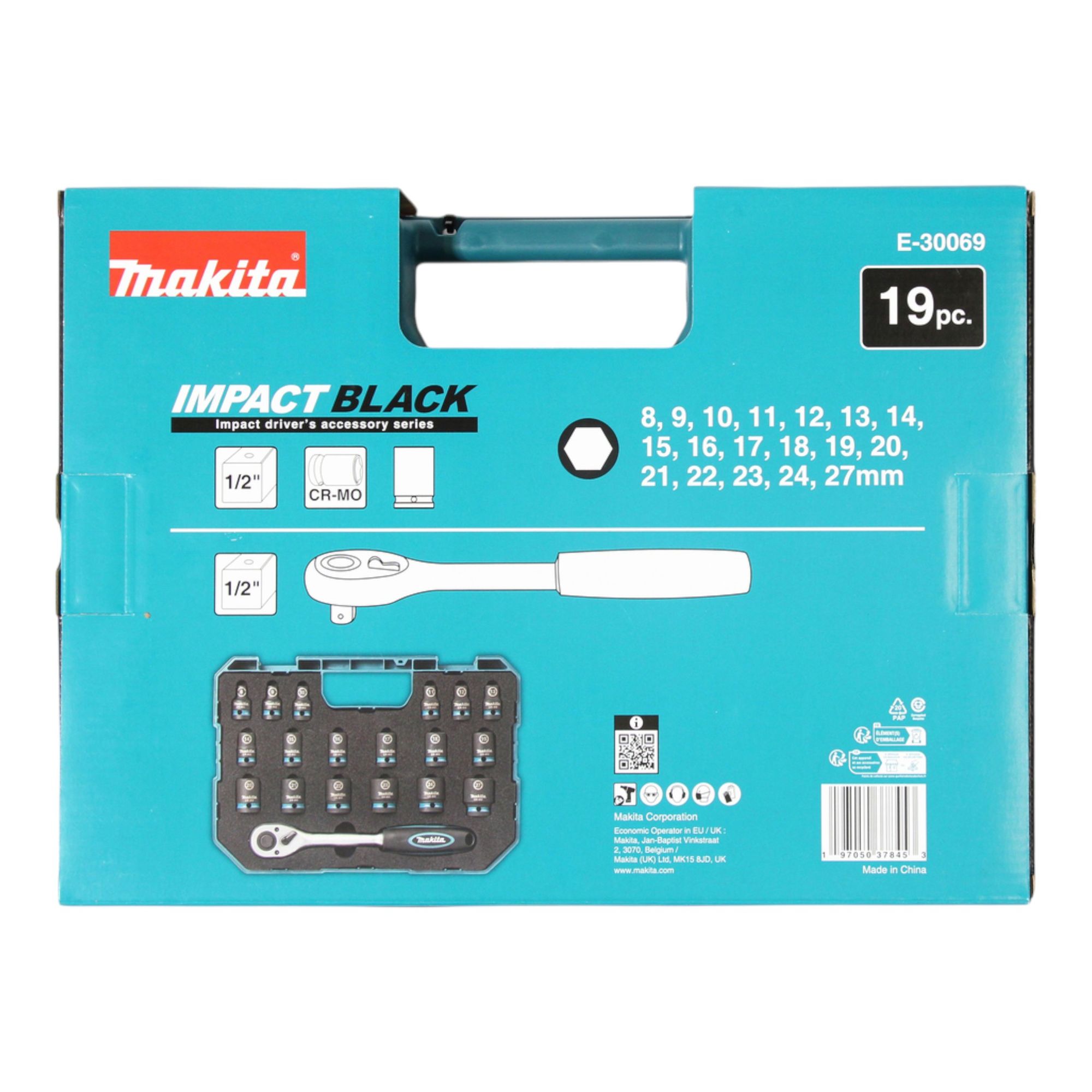 Makita E 30069 Impact Black Ratschen und Schlagnuss Set 1 2 19 tlg Ratsche 2 - toolbrothers